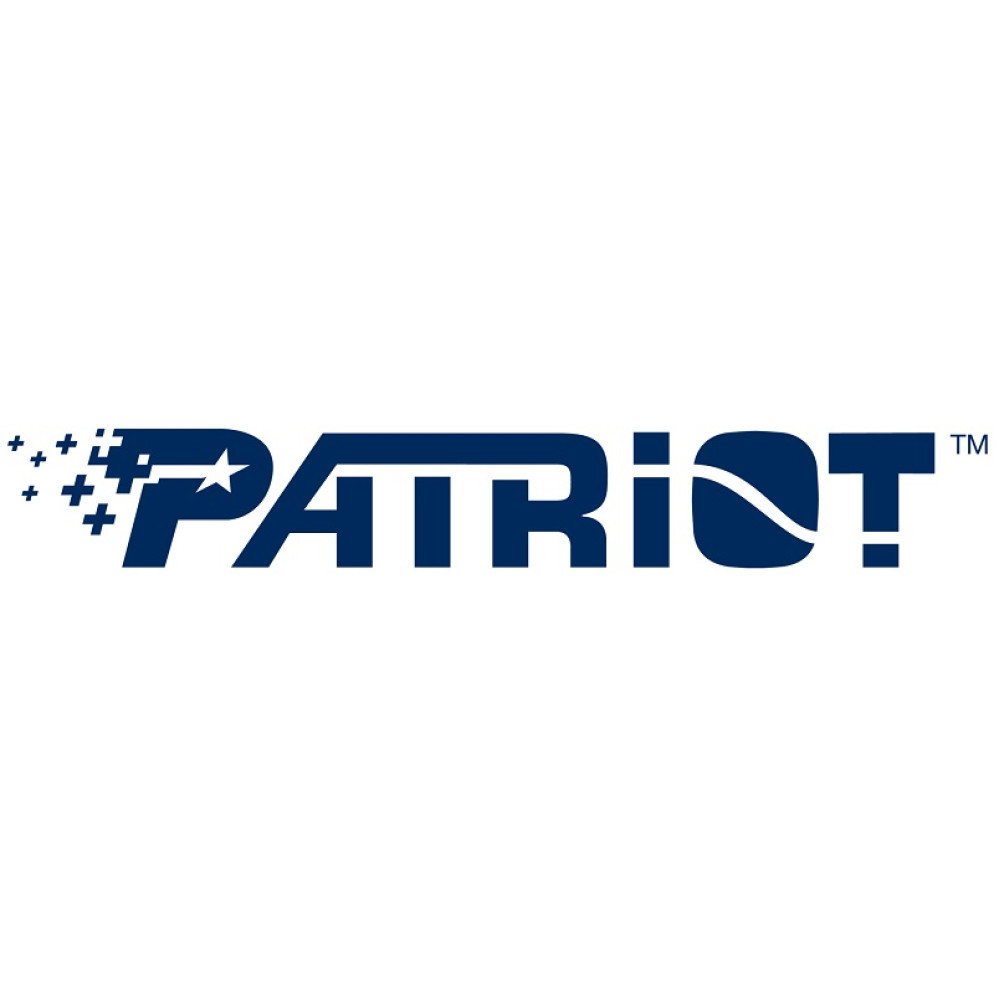 Logo przedstawia słowo PATRIOT granatowym drukiem z stylizowaną gwiazdą.