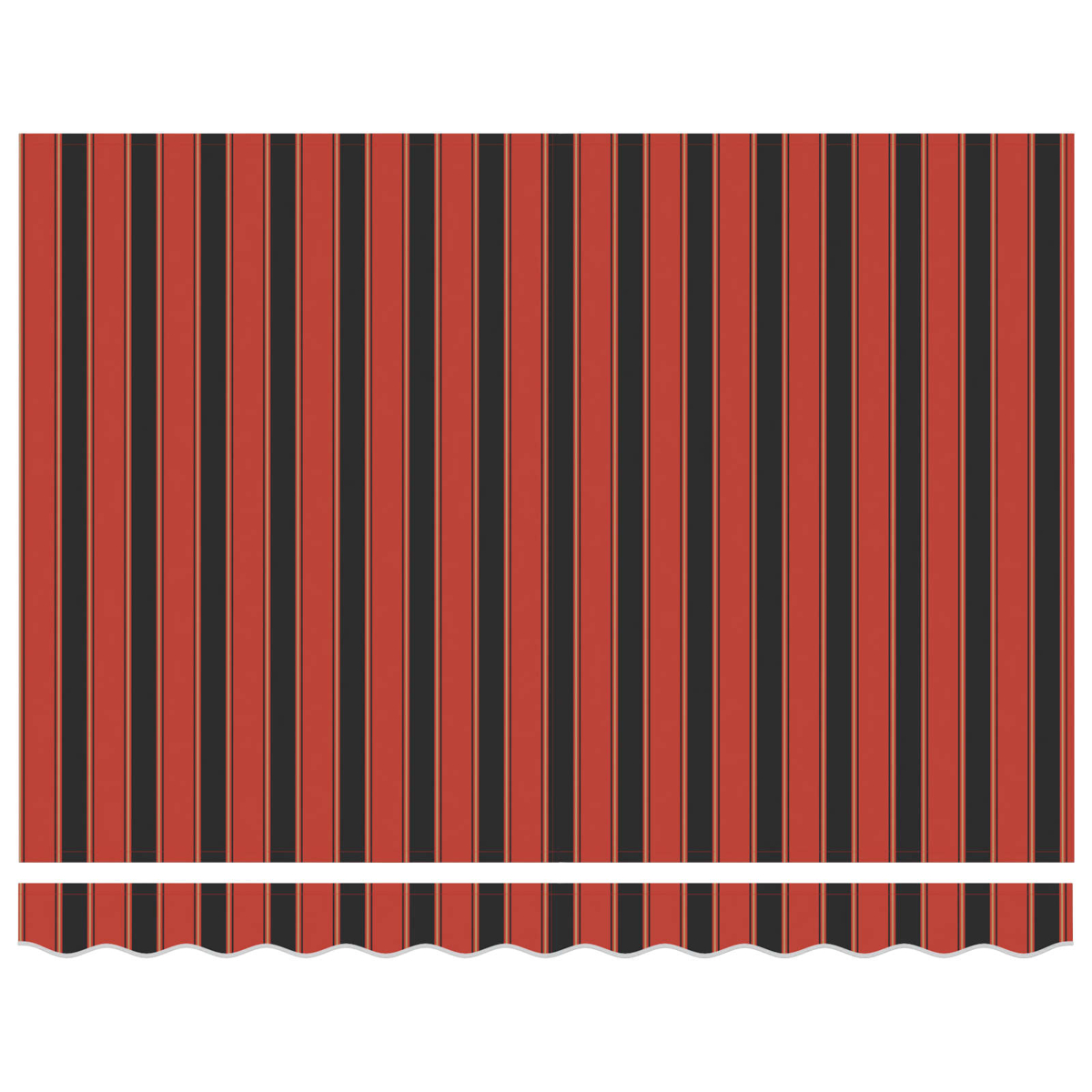 Ein gestreiftes Muster in Rot und Schwarz mit einem gezackten Saum.