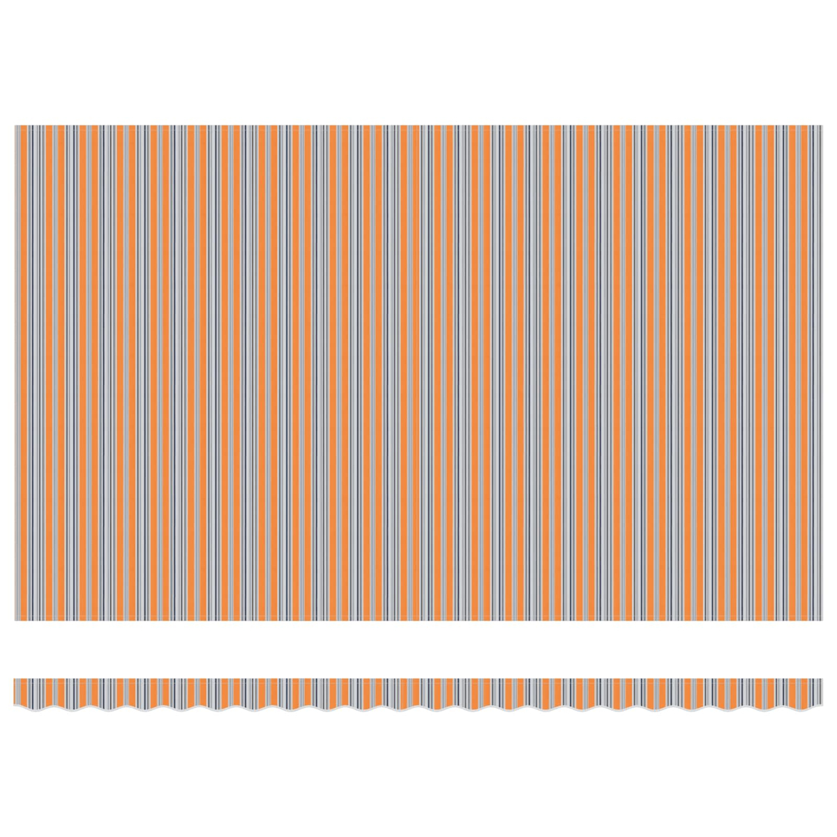 Orange, graue und weiße vertikale Streifen mit einem welligen Rand unten.