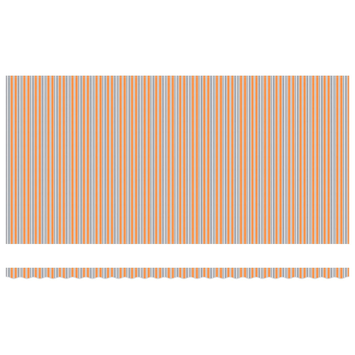 Orange und weiße vertikale Streifen mit schmalen grauen Linien.