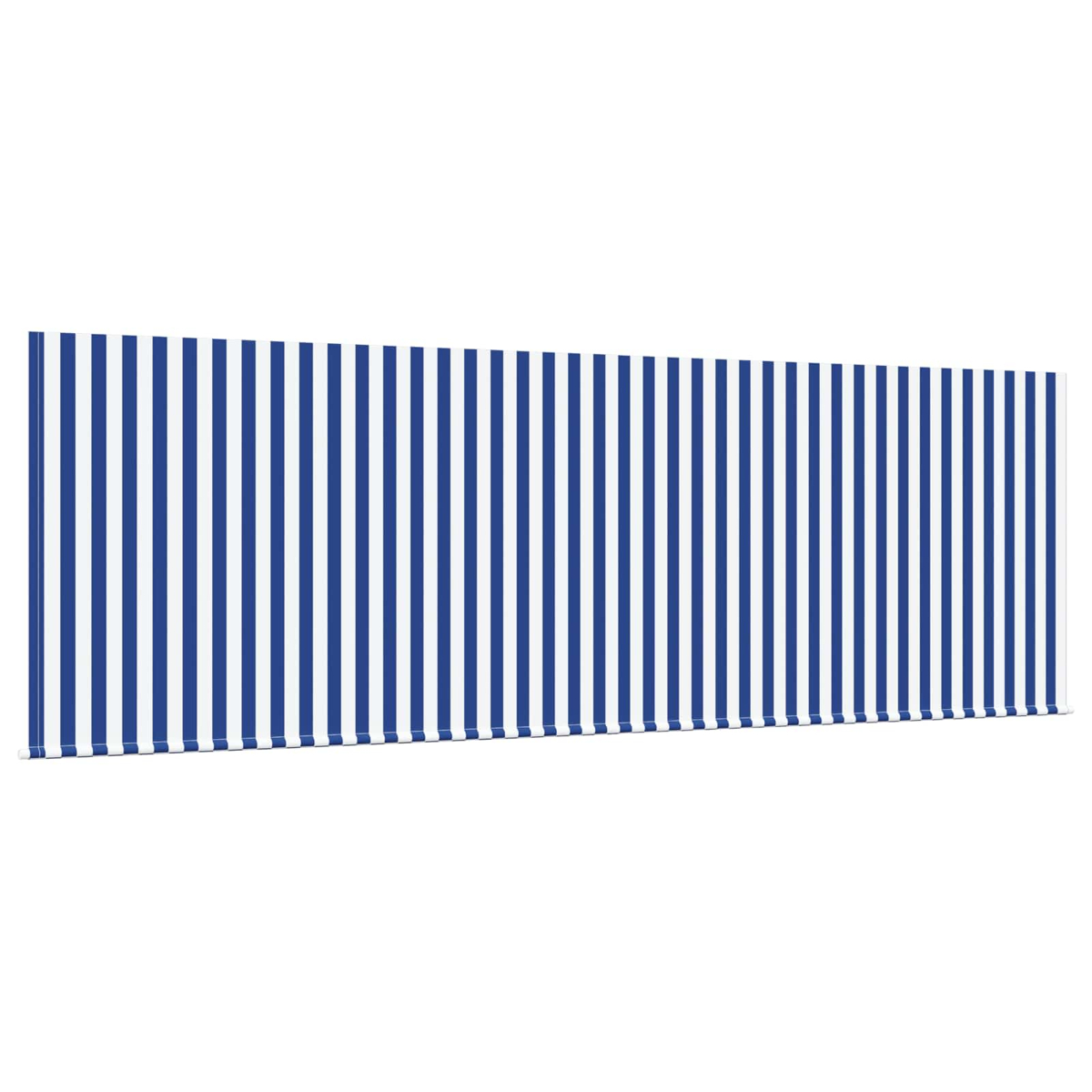 Blau-weißer Streifenvorhang. Vertikale Streifen. Weißer Hintergrund.