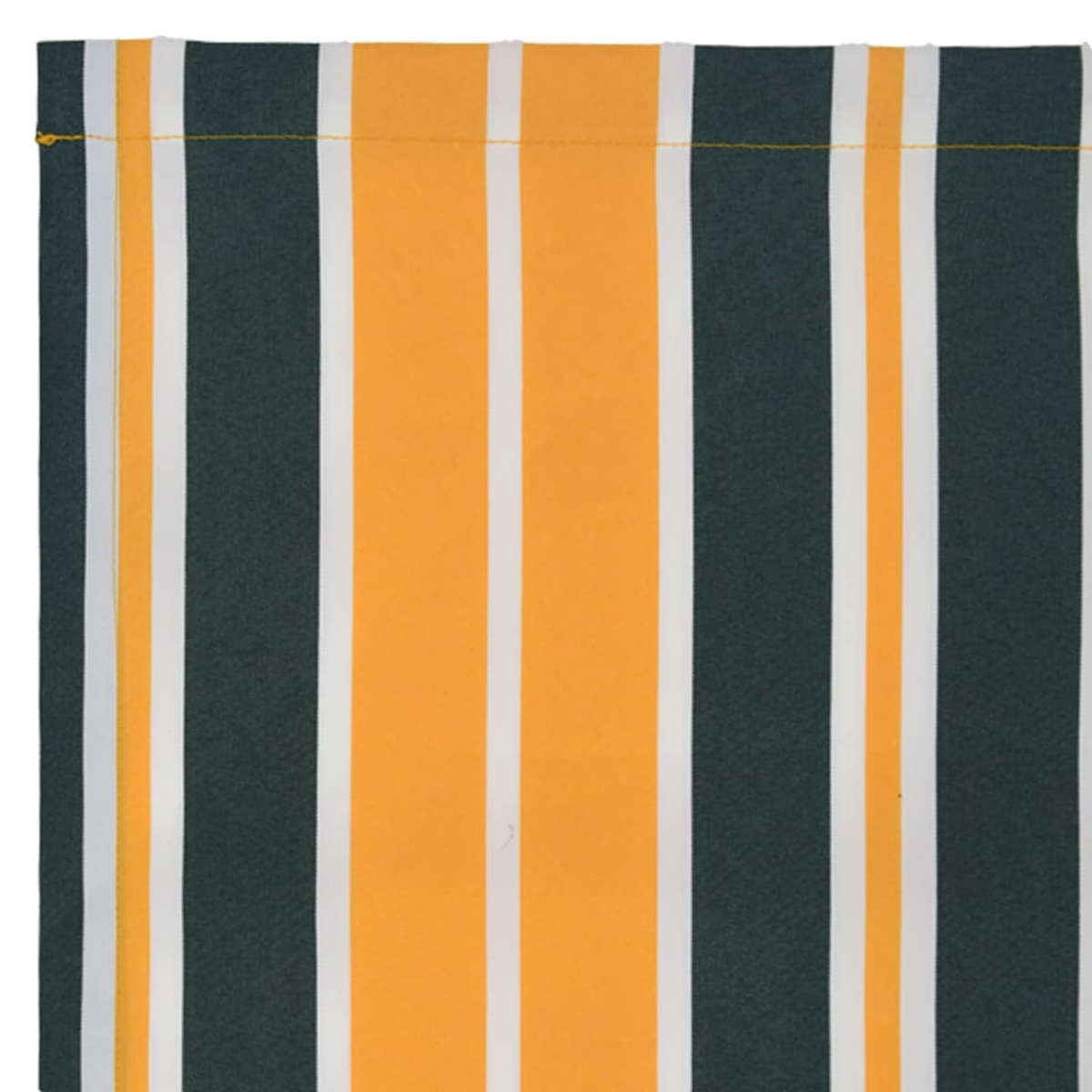 Ein vertikales Streifendesign mit orangefarbenen, weißen und dunkelgrünen Streifen.