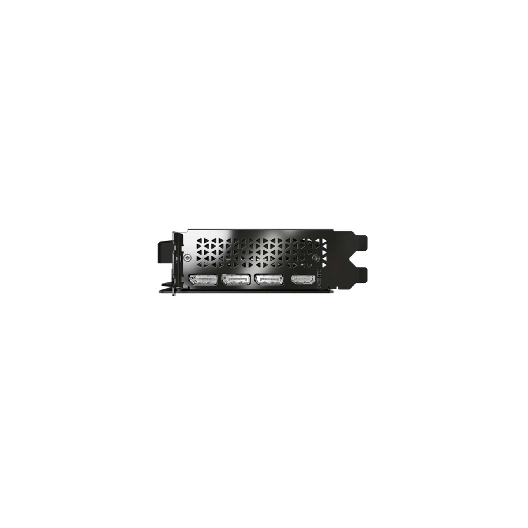 Graphics card with three HDMI ports and a ventilation grille.