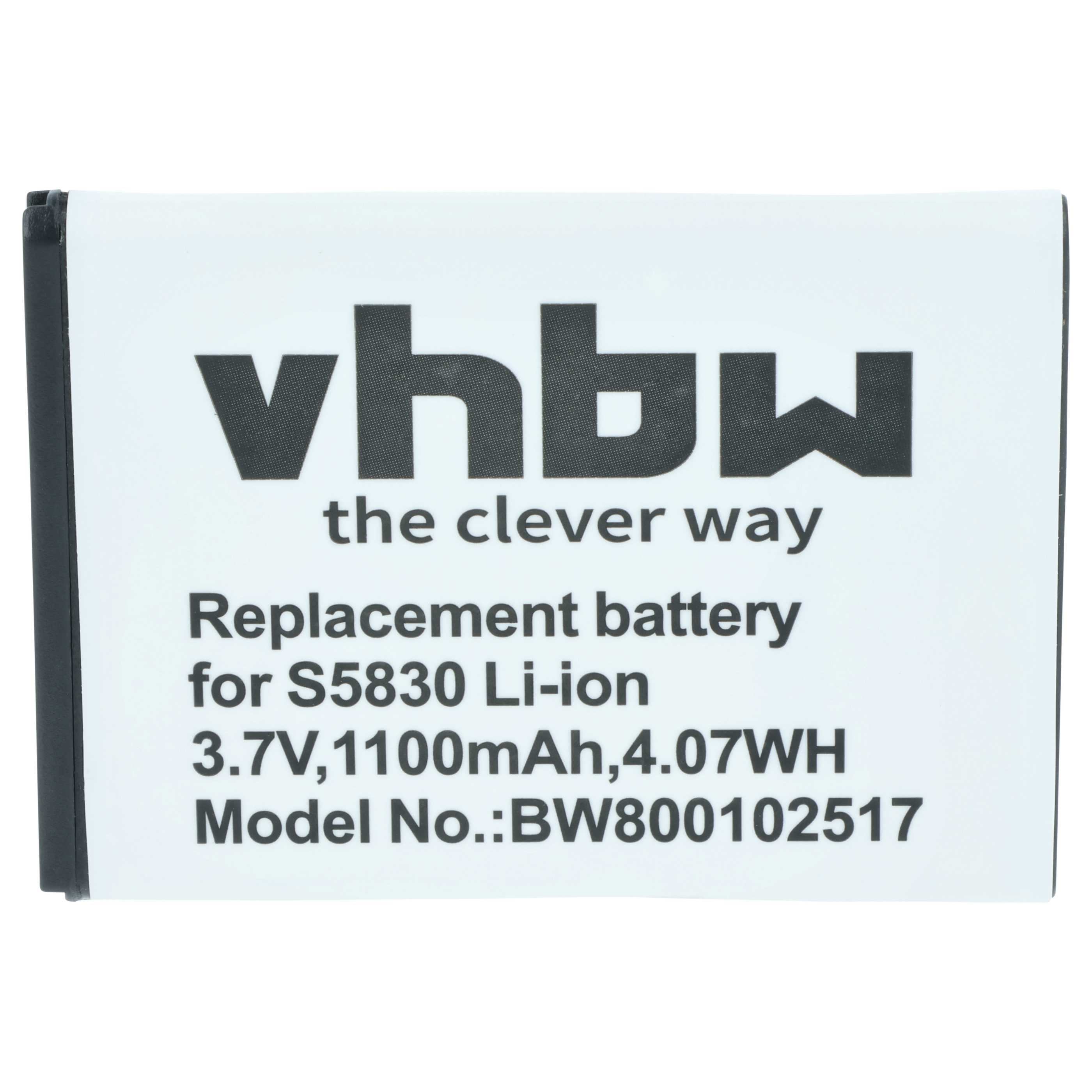 Ersatzakku für S5830 Li-ion, 3.7V, 1100mAh, Modell BW800102517