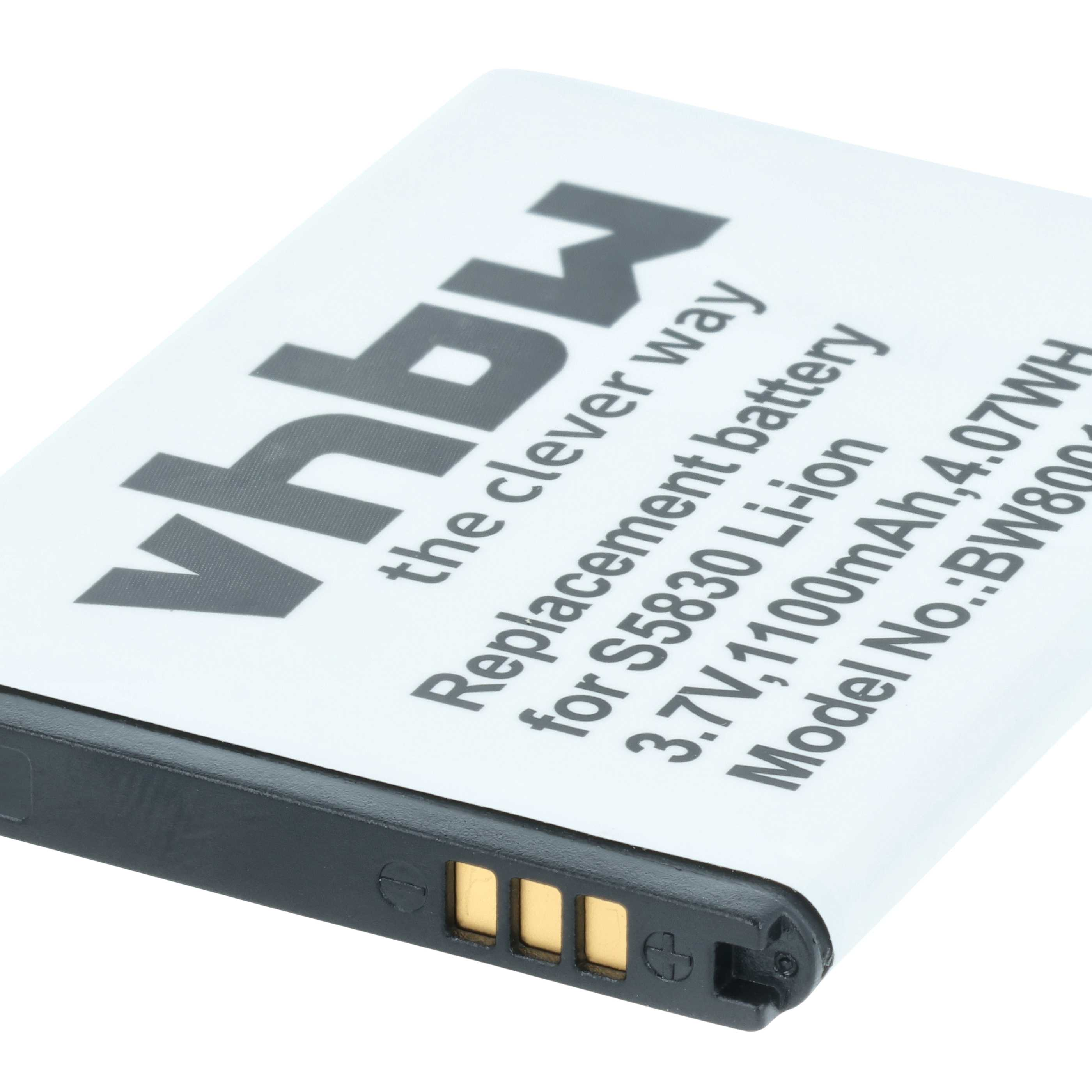 vhbw Akku für S5830: 3,7V, 1100mAh, Li-Ion.
