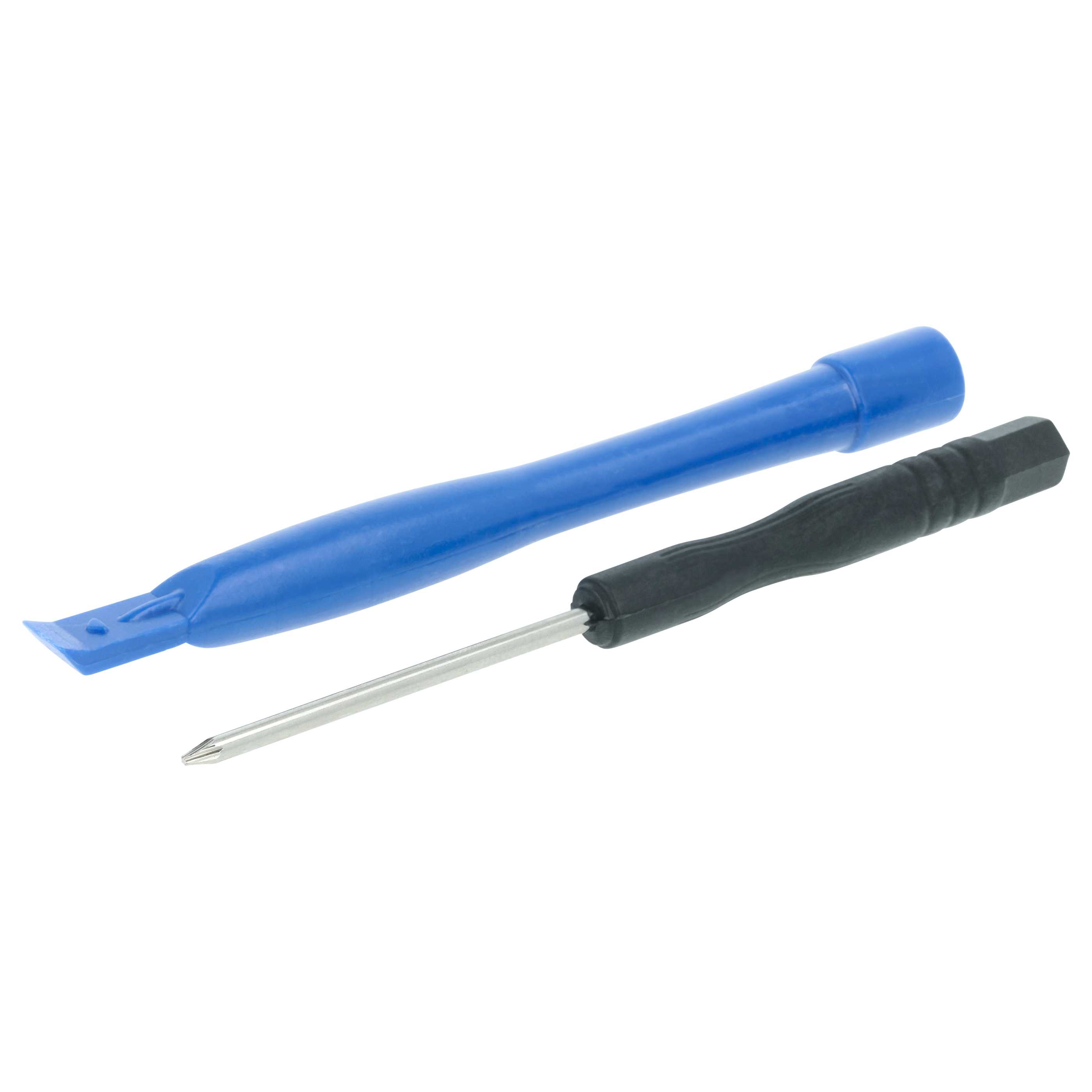 Ein blauer Hebelöffel und ein schwarzer Schraubendreher liegen nebeneinander.