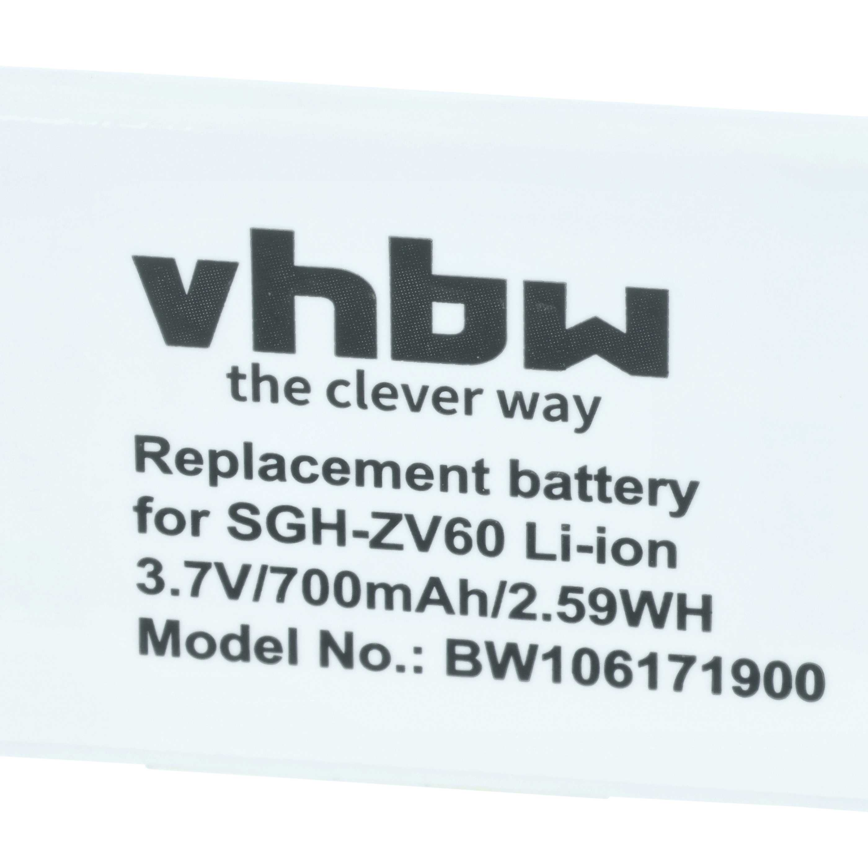 Ersatzakku für SGH-ZV60 Li-ion, 3.7V/700mAh, Modell BW106171900.