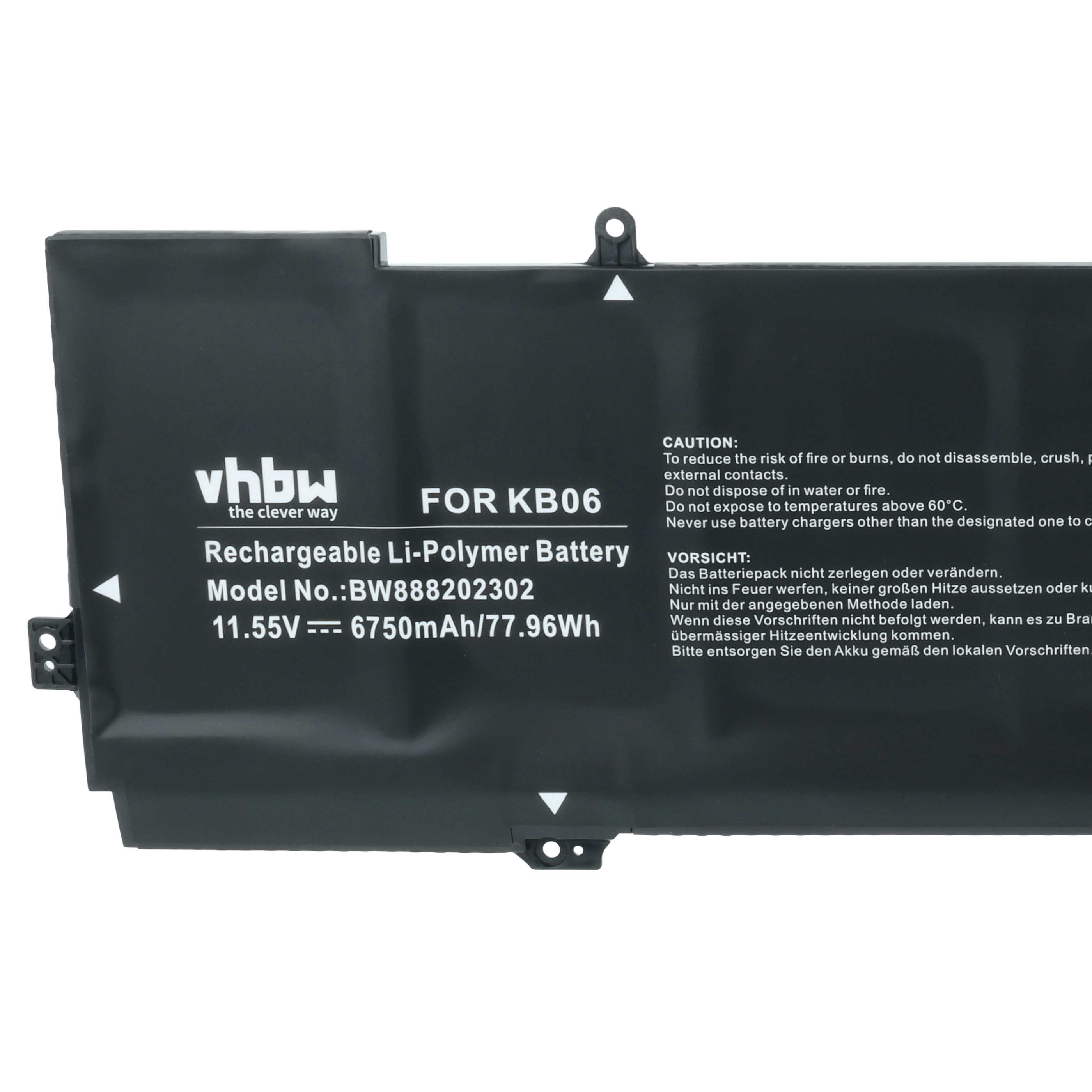 Schwarzer Li-Polymer-Akku für KB06, 11.55V, 6750mAh.