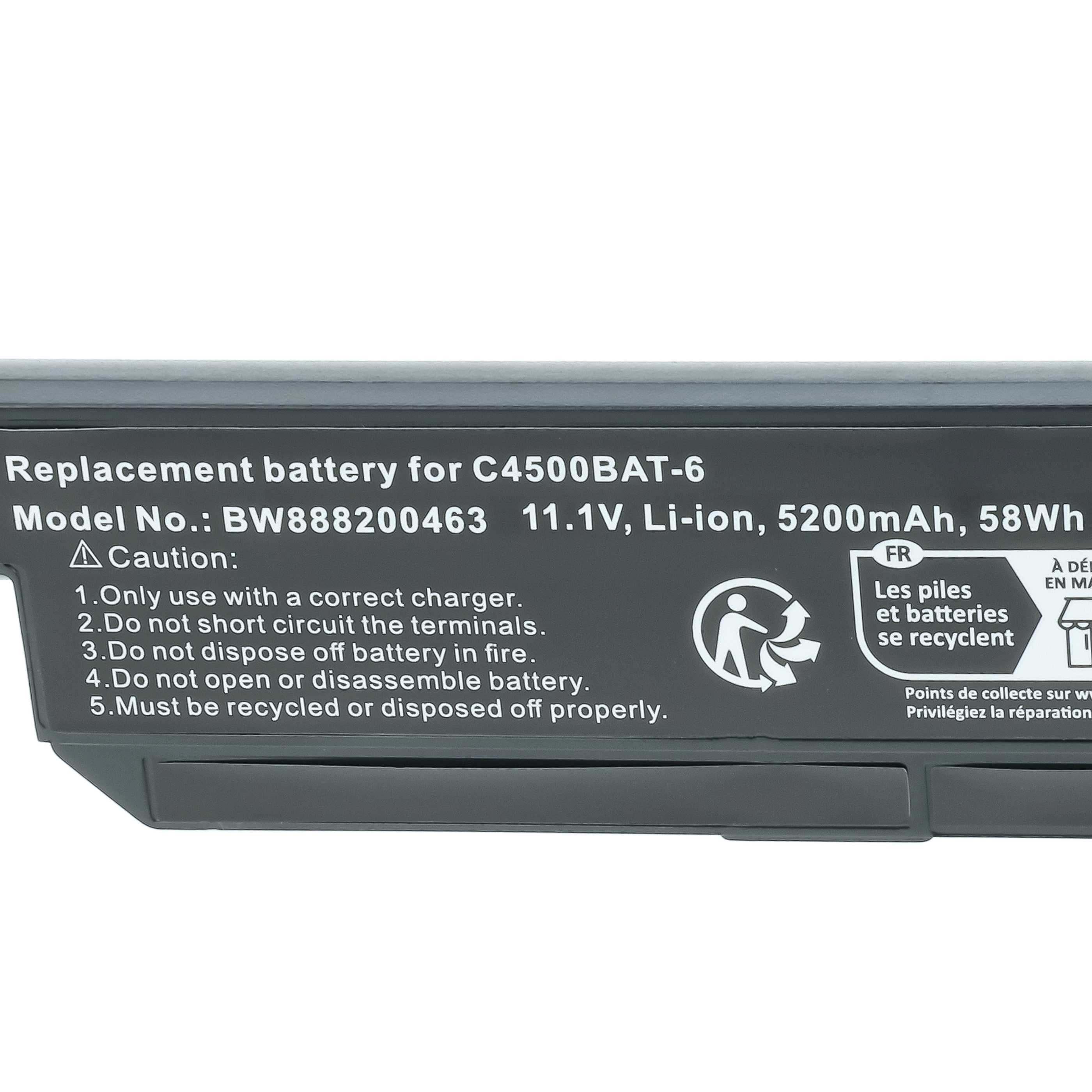 Ersatzakku C4500BAT-6, 11.1V, 5200mAh. Vorsichtshinweise.