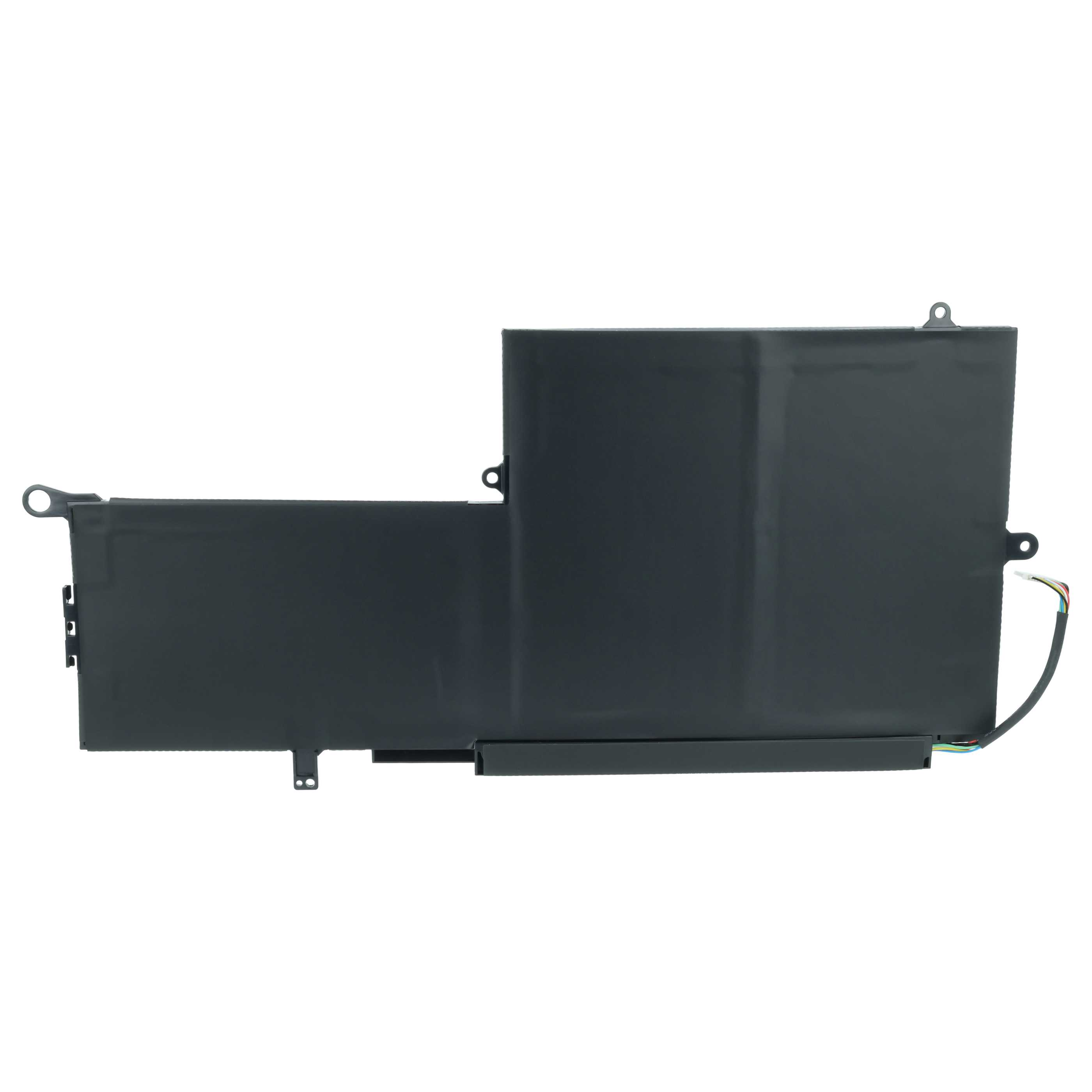 Eine schwarze Laptop-Batterie mit Kabeln.