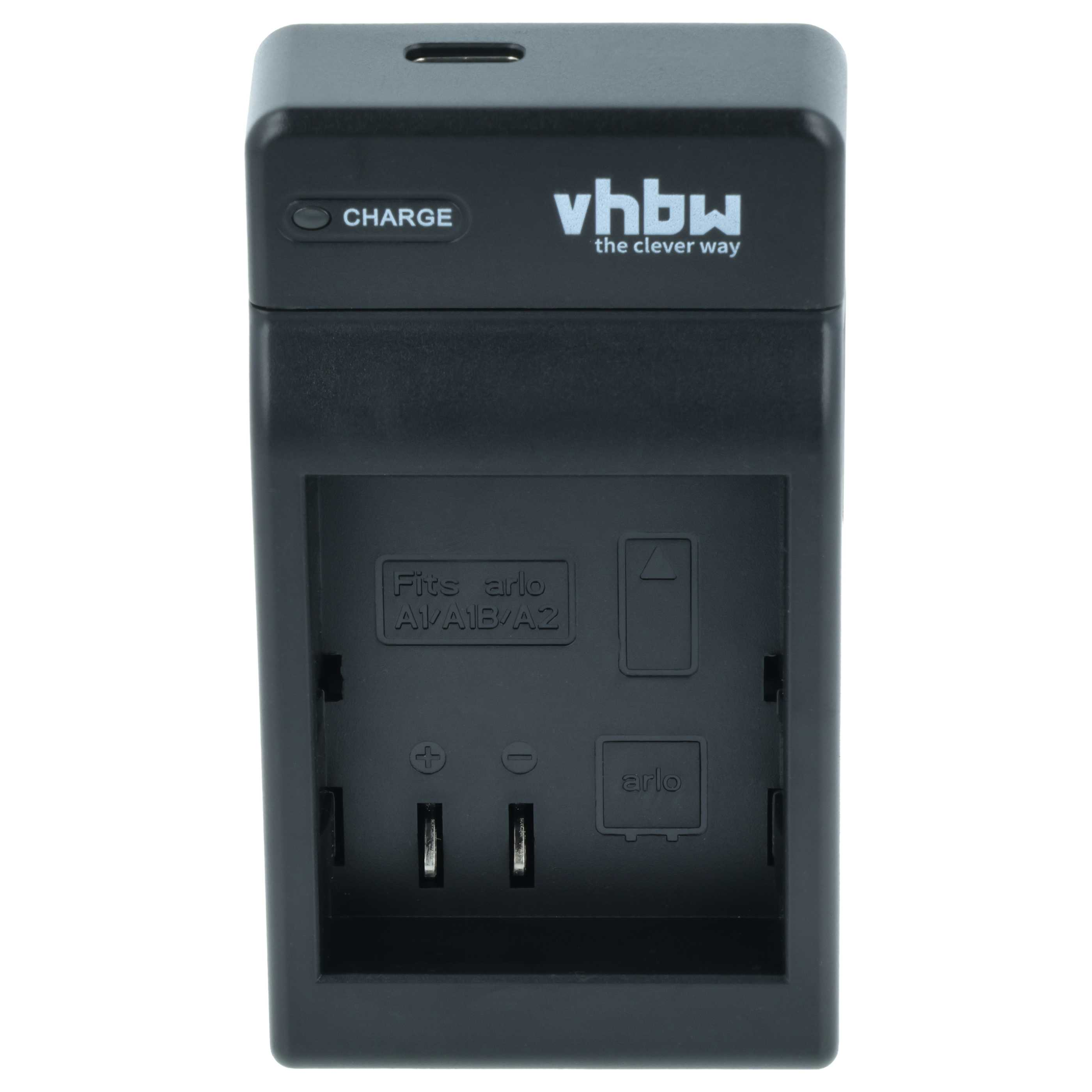 Schwarzes Ladegerät mit "vhbw" Logo, für Arlo Kameras.