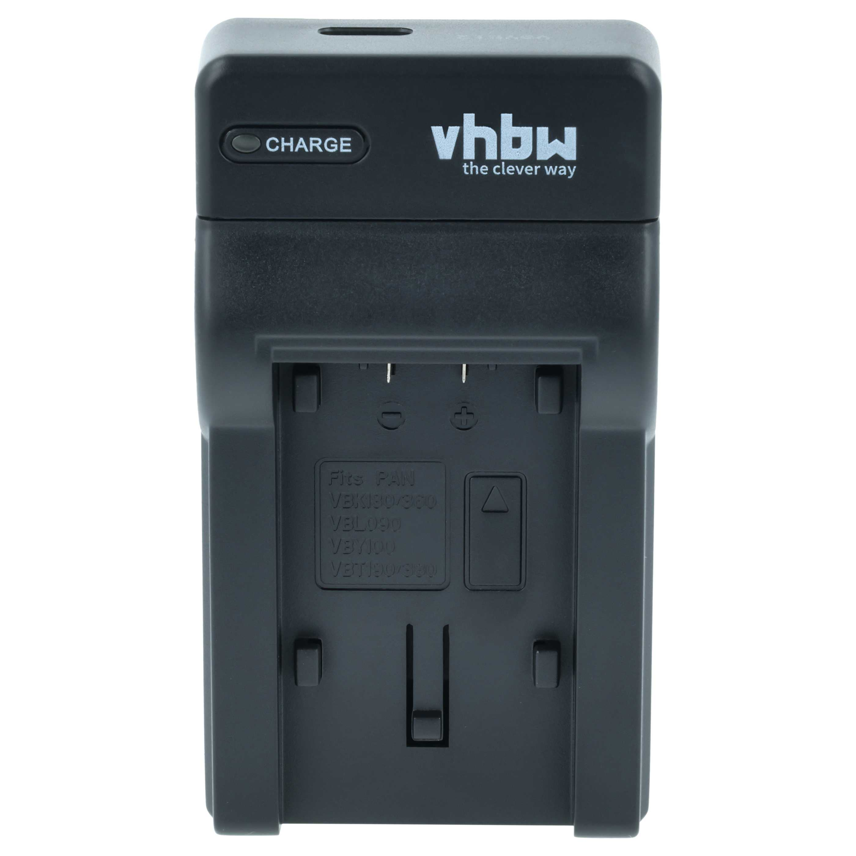 Schwarzes Ladegerät mit "CHARGE"-Anzeige und "vhbw"-Logo.