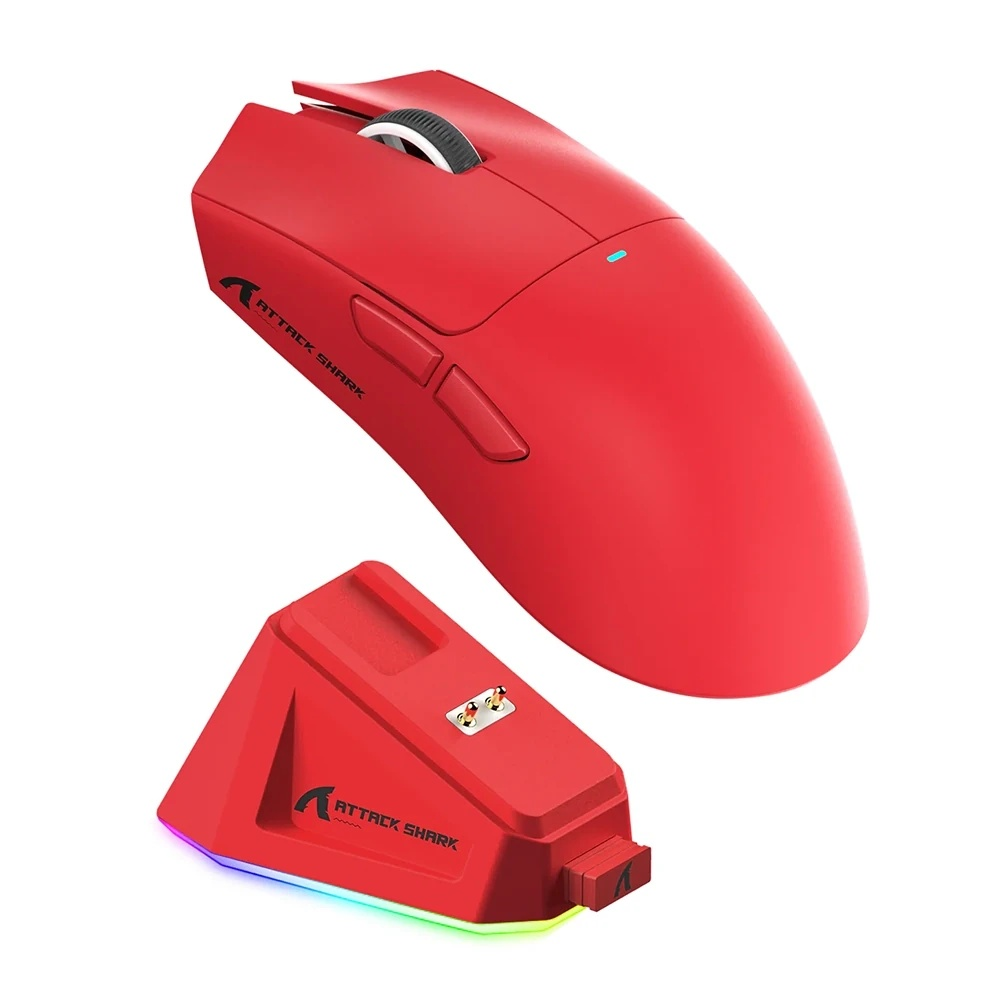 ATTACK SHARK X11 Şarj İstasyonlu 1000 Hertz Wireless Gaming Mouse Kırmızı