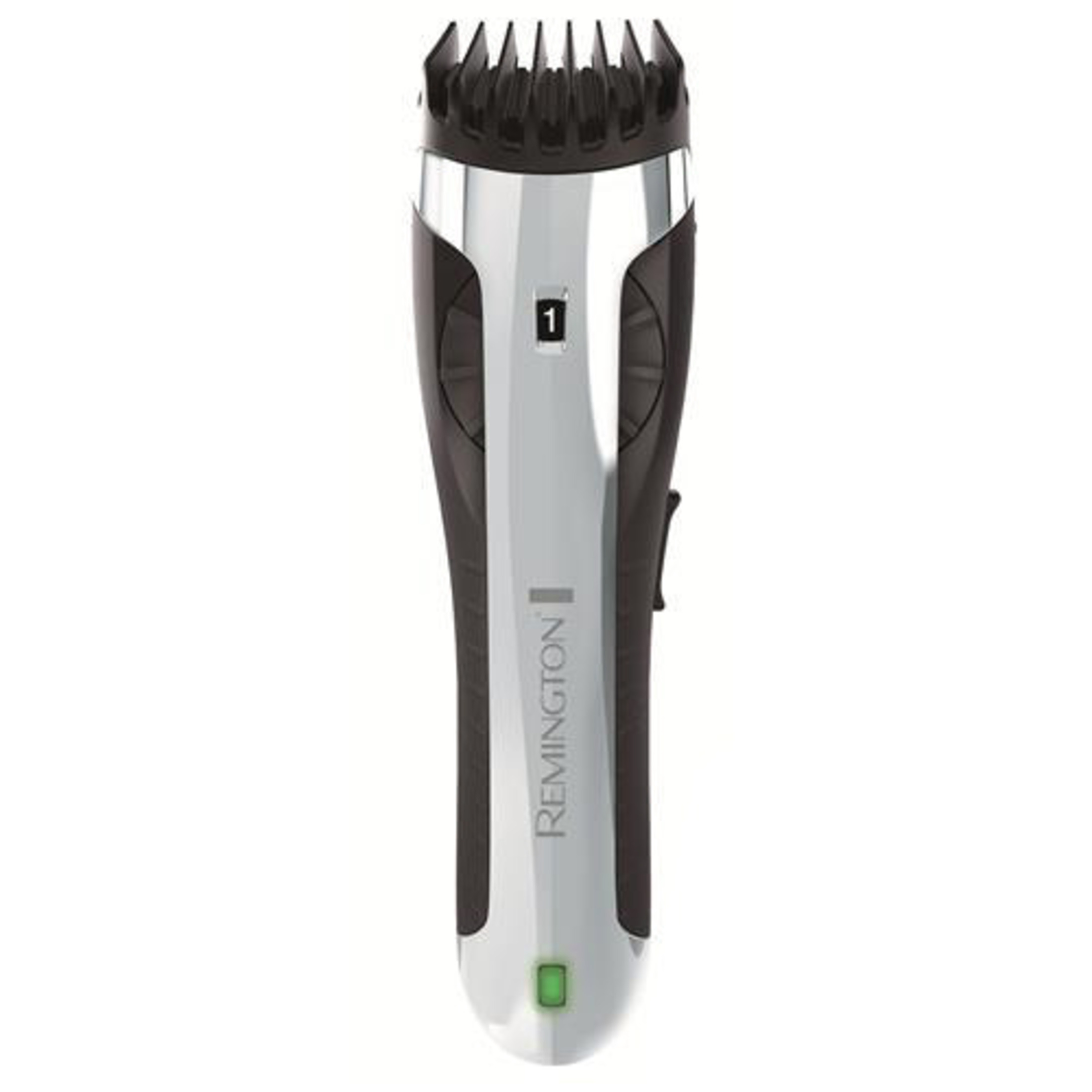 Siyah ve gümüş Remington düzeltici, taraklı ve 1 numaralı.
