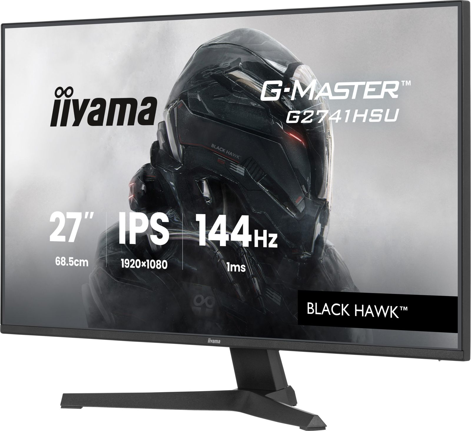 Moniteur gaming Iiyama 27 pouces avec design casque noir, 144Hz, 1ms.