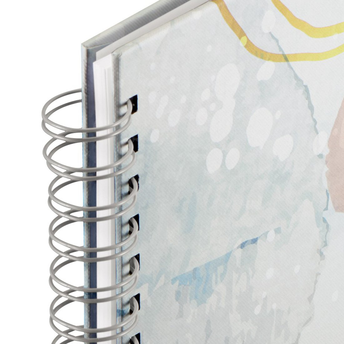 Notatnik bindowany spiralą z niebiesko-białym wzorem akwareli.