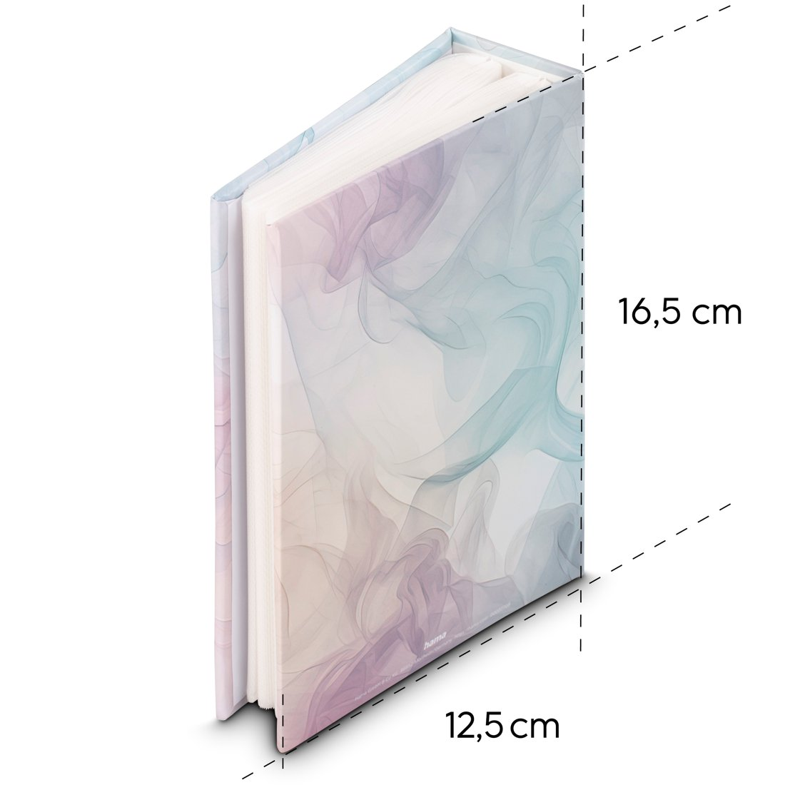 Album z abstrakcyjnym wzorem dymu w pastelach, wysokość 16,5 cm.