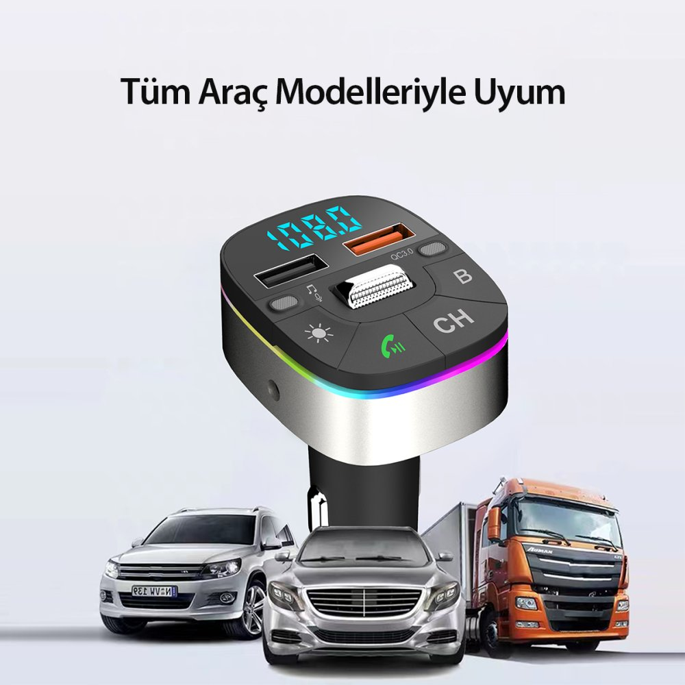 Ekranlı araç şarj cihazı ve arabalar, kamyon
