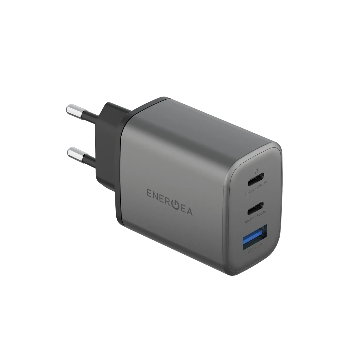 ENERGEA AmpCharge GaN65 PD65W Hızlı Şarj Adaptörü Koyu gri