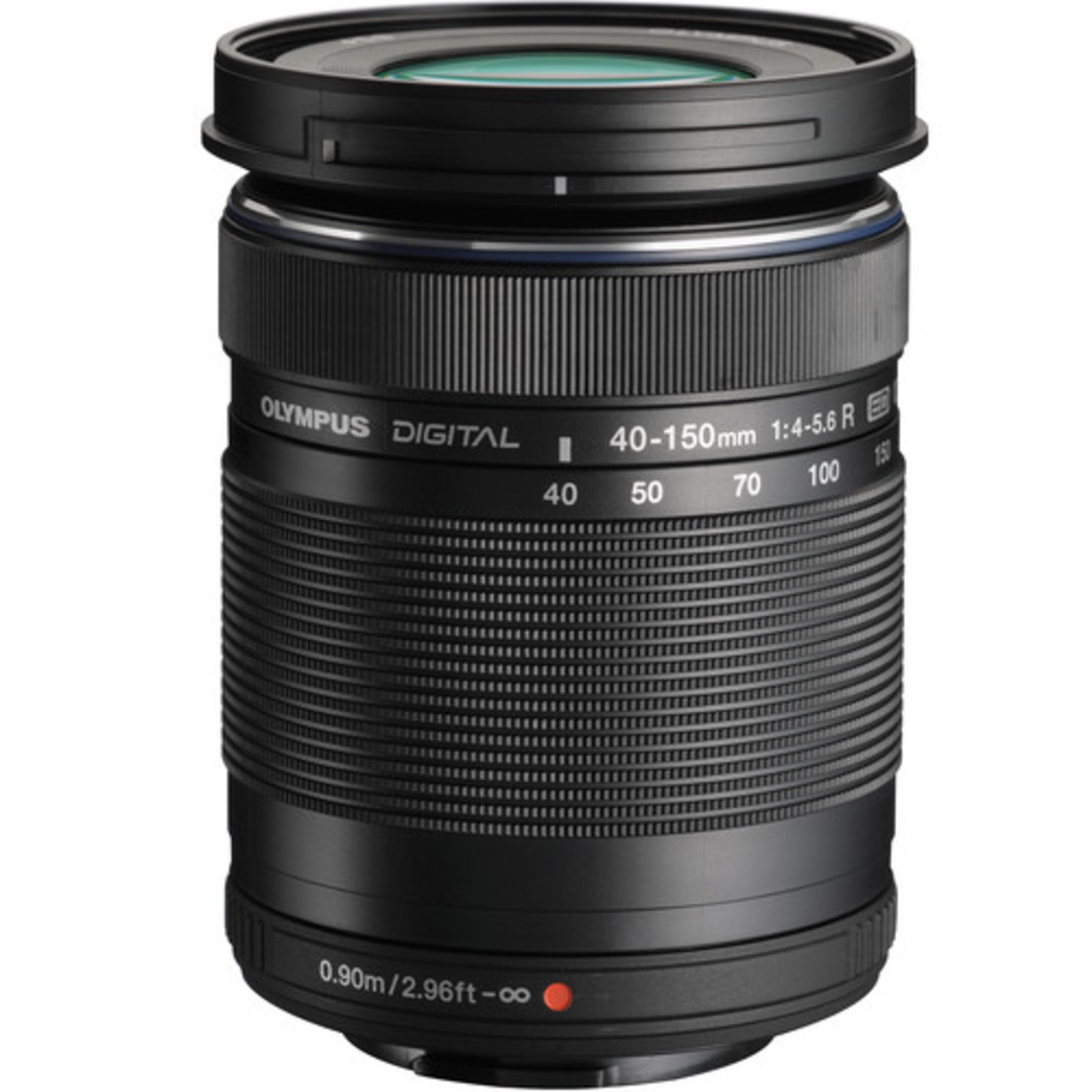 Olympus Digital Zoomobjektiv 40-150mm 1:4-5.6 R mit Fokusmarkierungen.