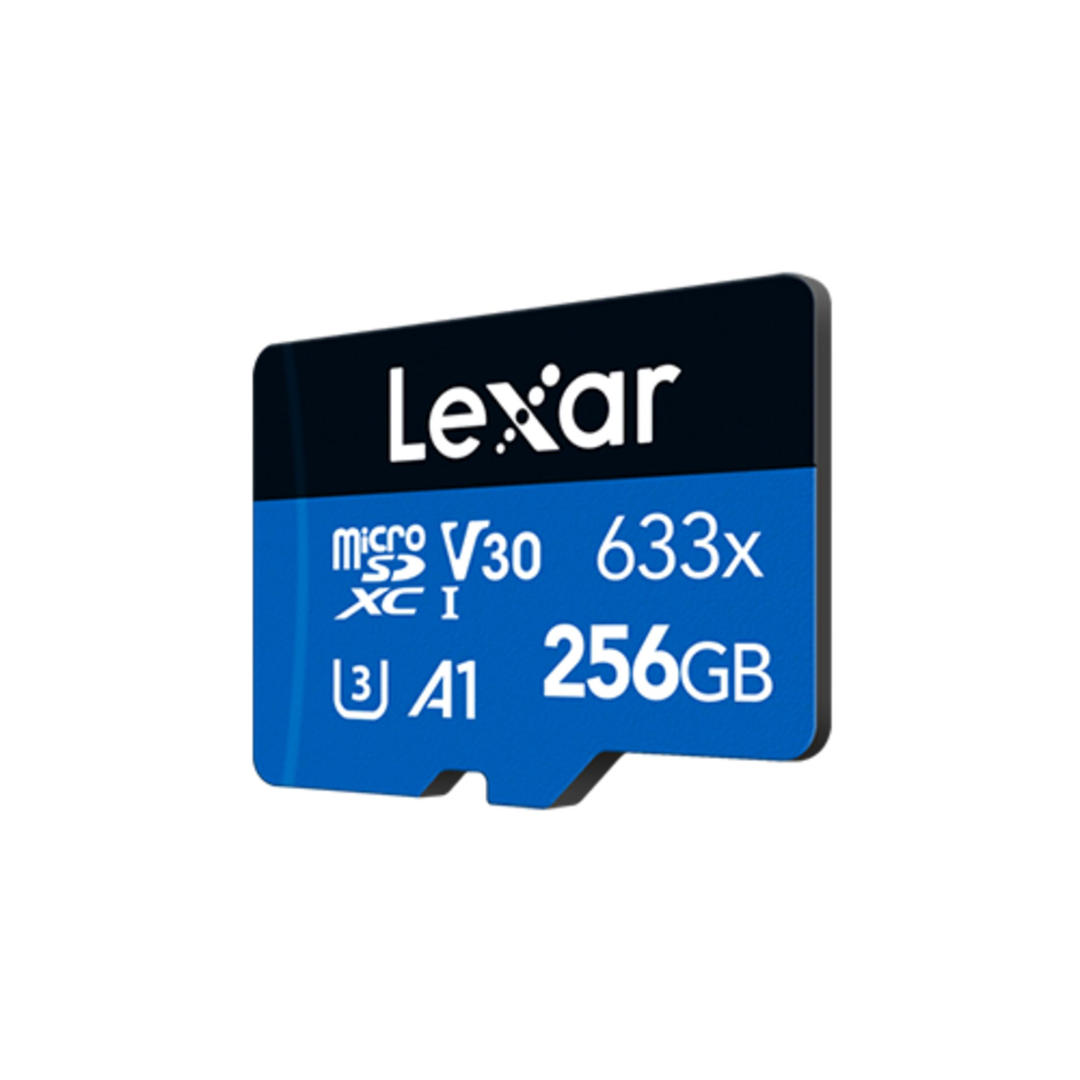 Lexar Micro SDXC I V30 633x A1 256GB geheugenkaart.