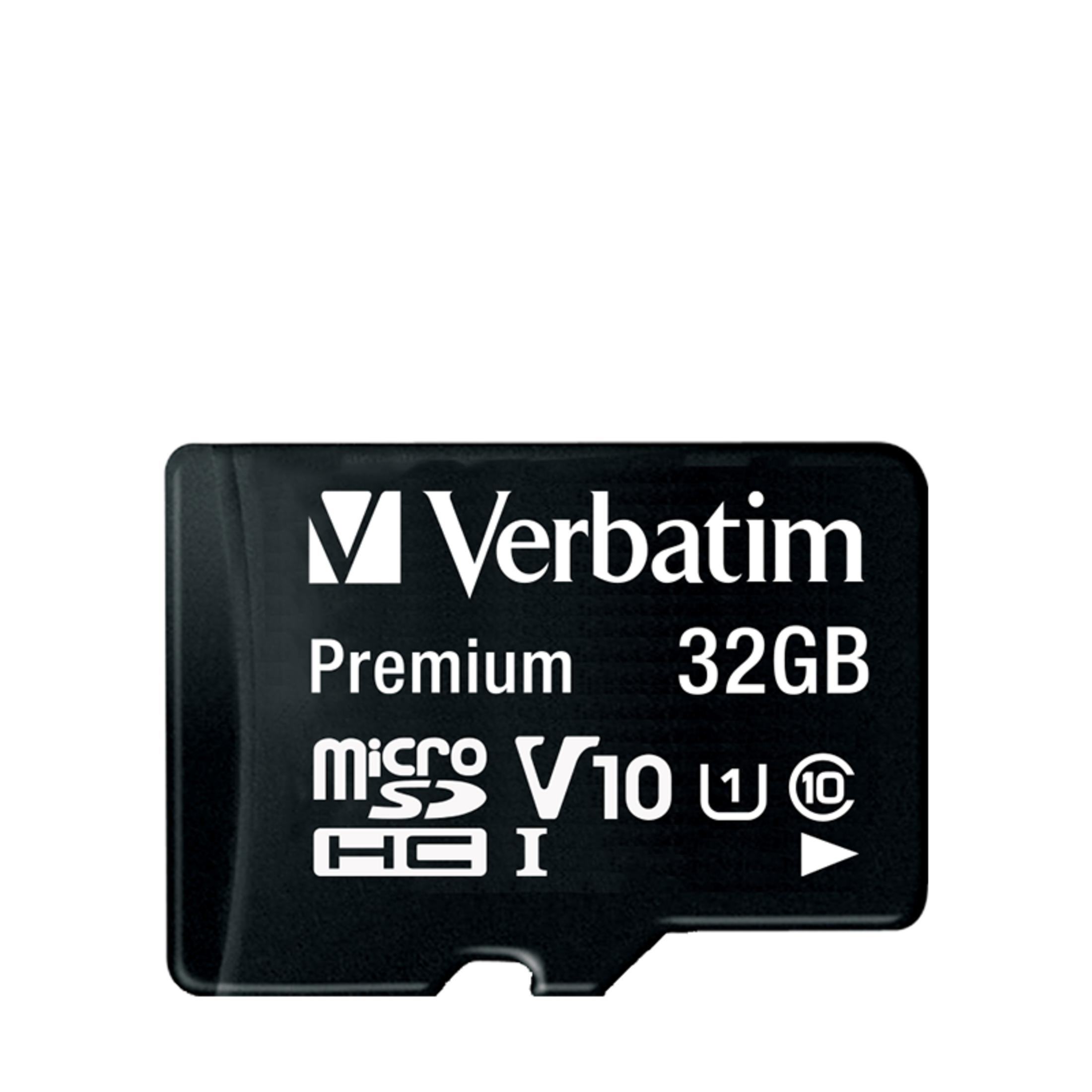 Czarna karta MicroSD z logo Verbatim, 32GB, Premium, V10.
