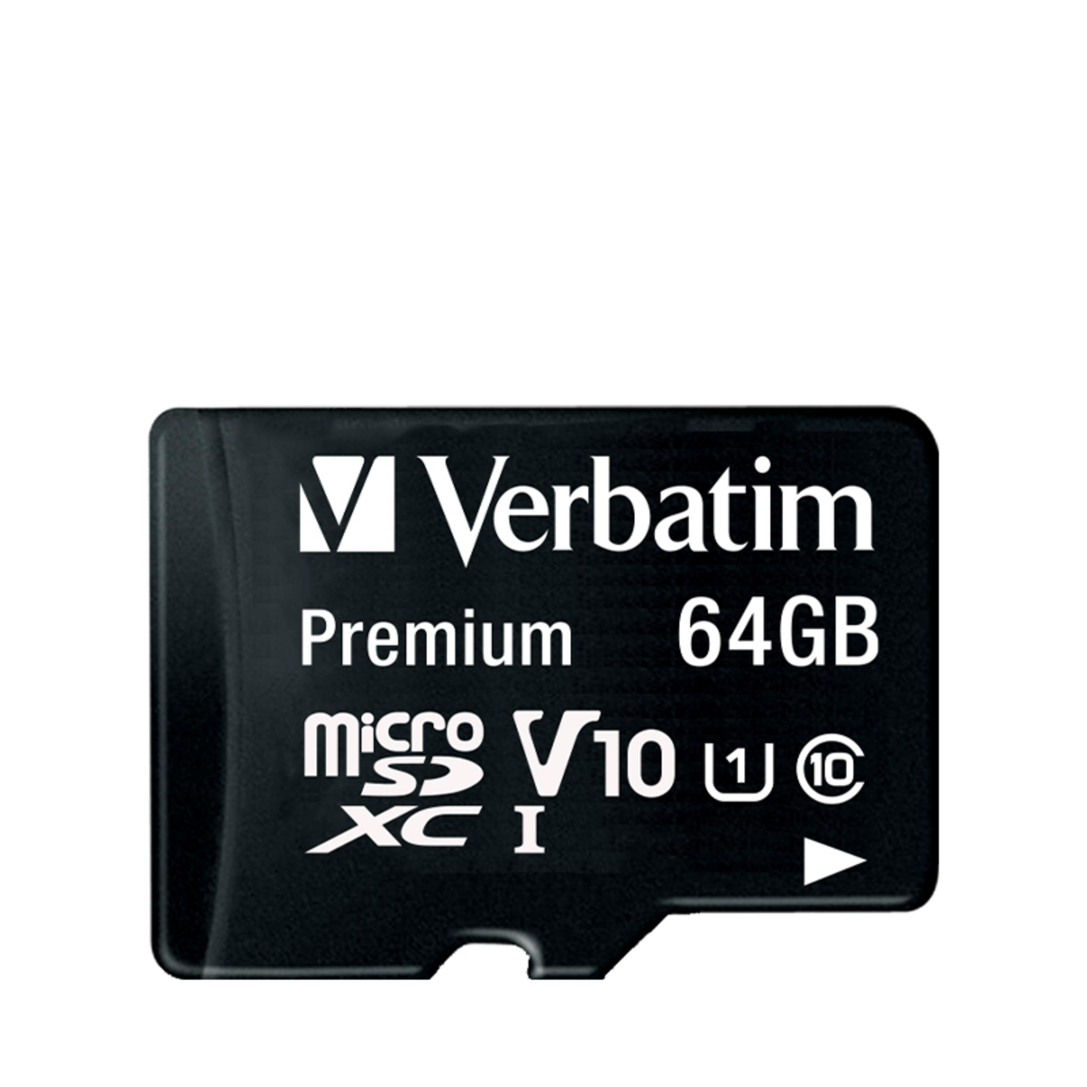 Czarna karta Micro SD Verbatim Premium 64GB, V10, XC I.