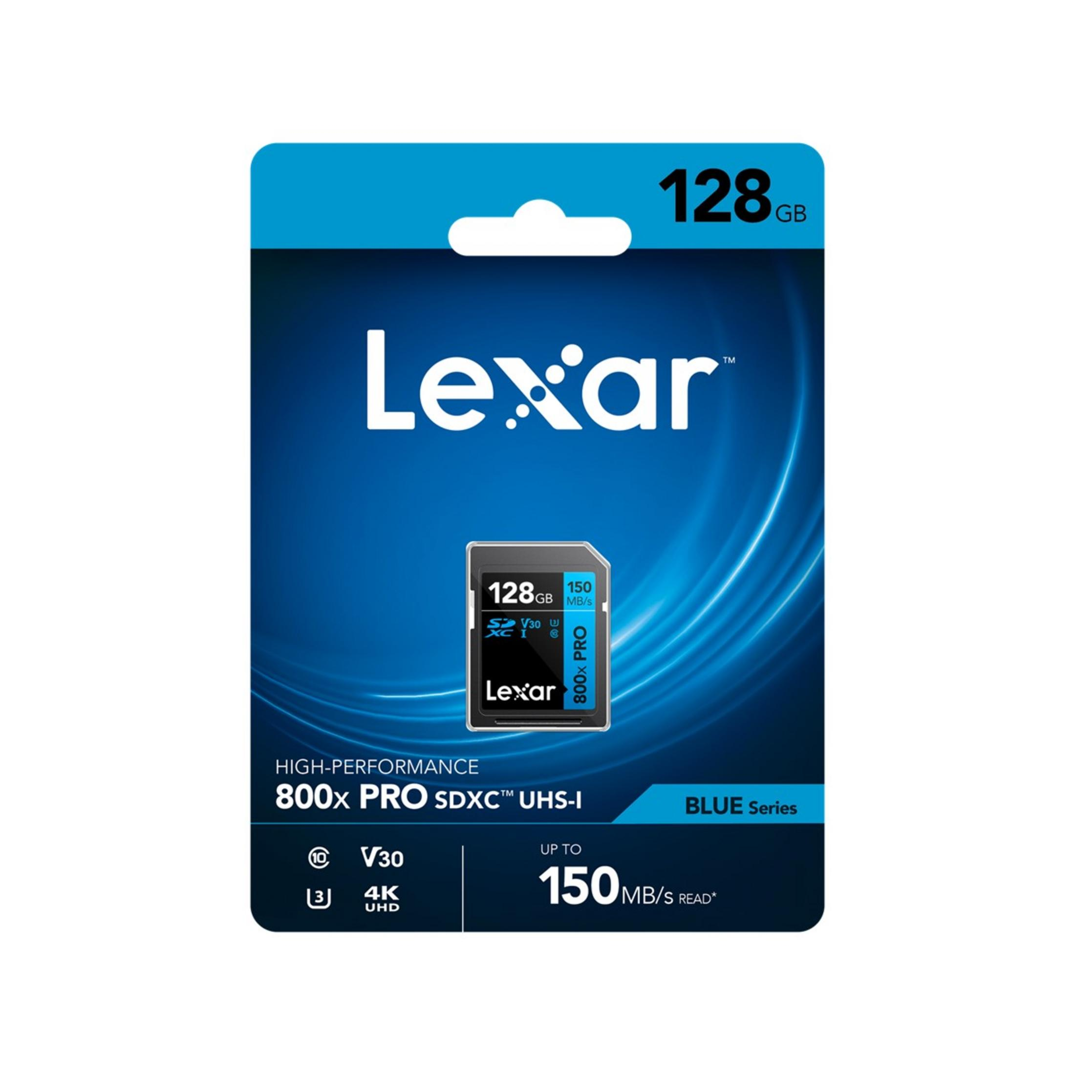 Carte Lexar 128Go 800x PRO SDXC avec vitesse de lecture 150 Mo/s.