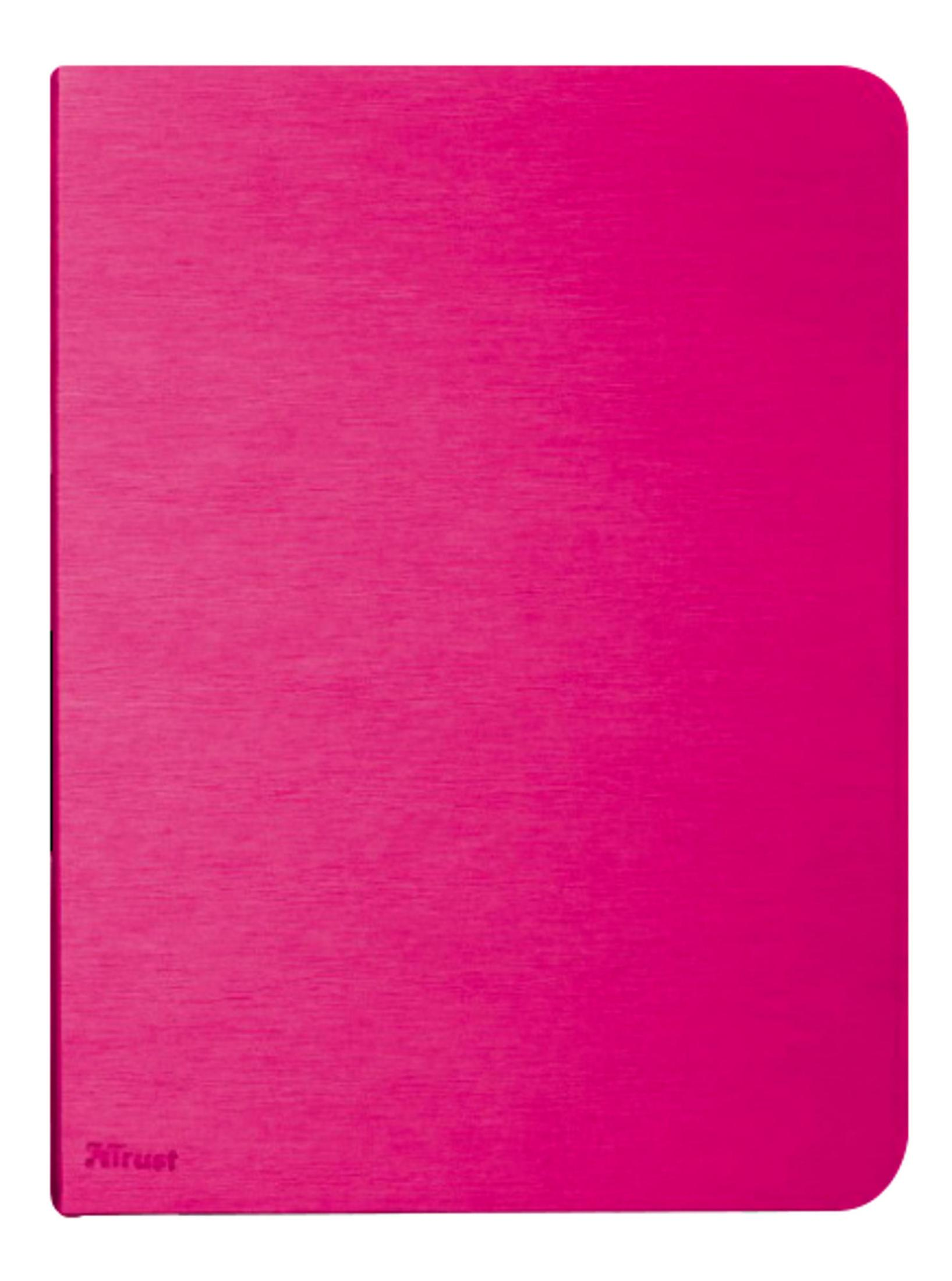 Ein leuchtend pinker Ordner mit gebürsteter Textur und abgerundeten Ecken.