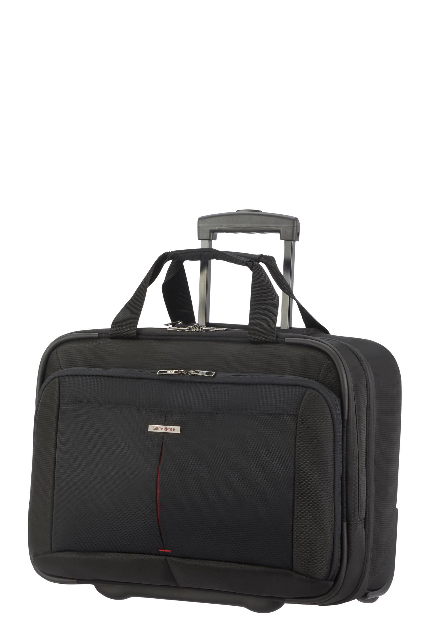 Borsa porta computer nera Samsonite con ruote e manico estensibile.