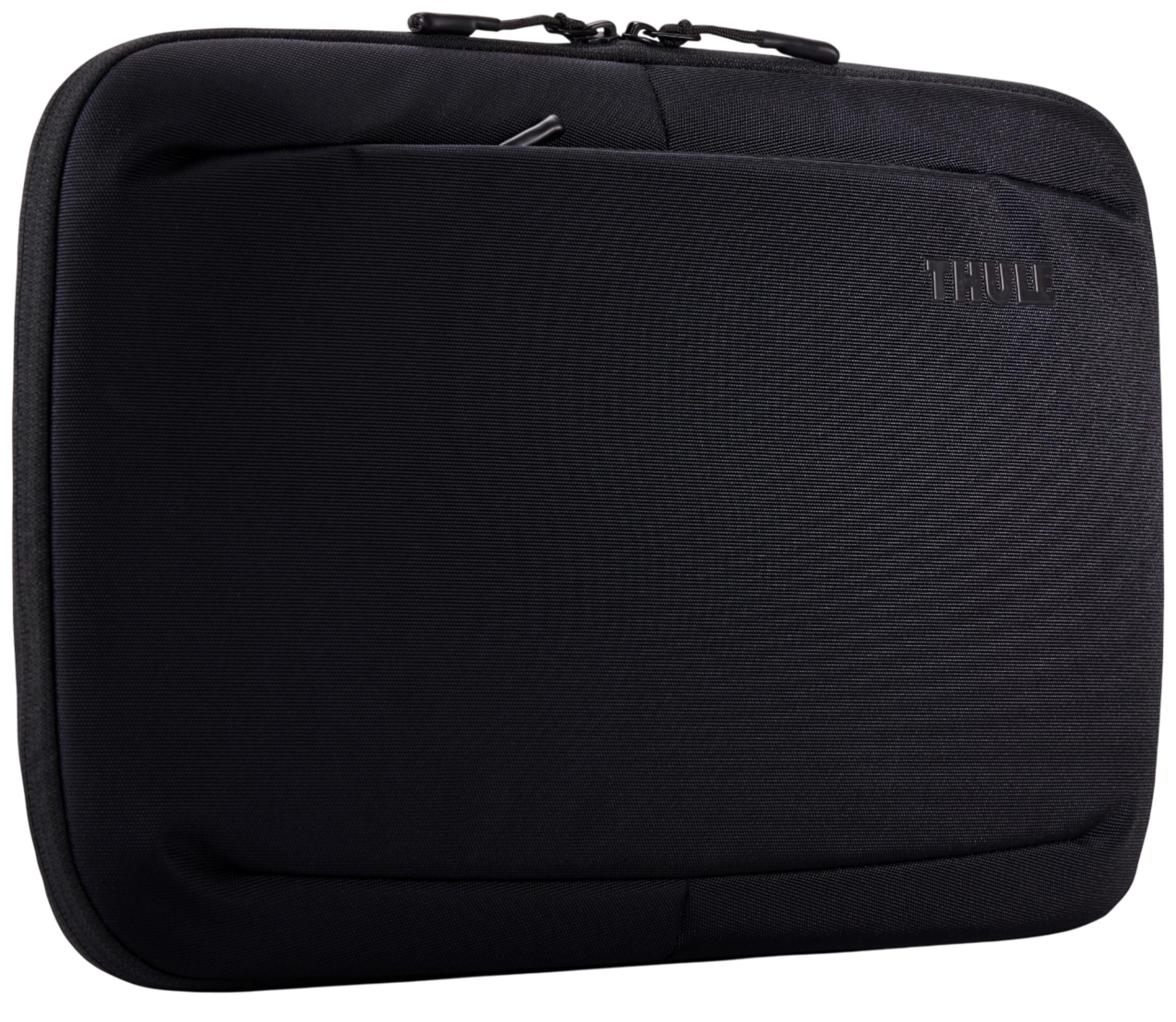 Borsa nera per laptop con tasca con zip e logo THULE.