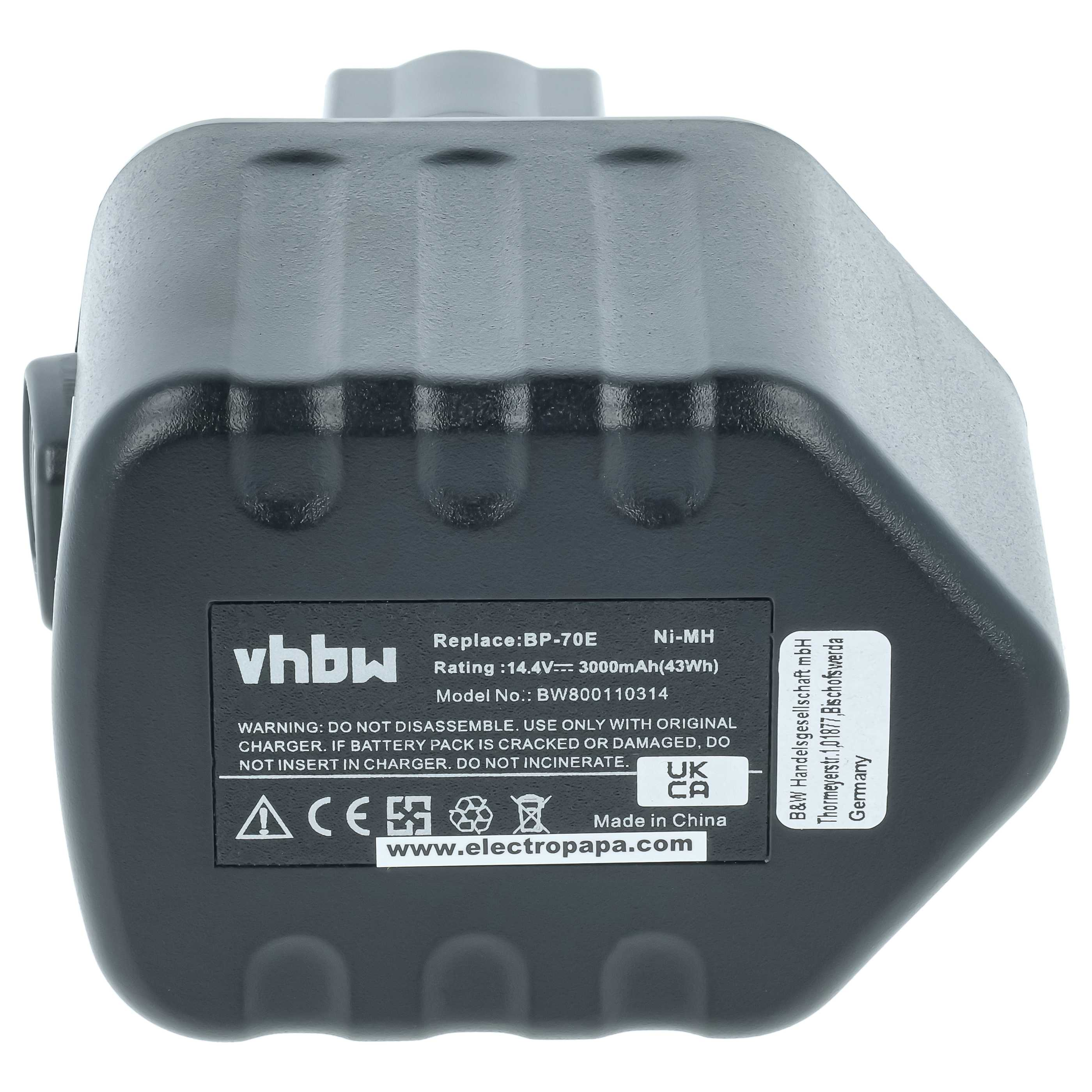 Schwarzer Ni-MH Akku, 14.4V, 3000mAh, Modell BW800110314.