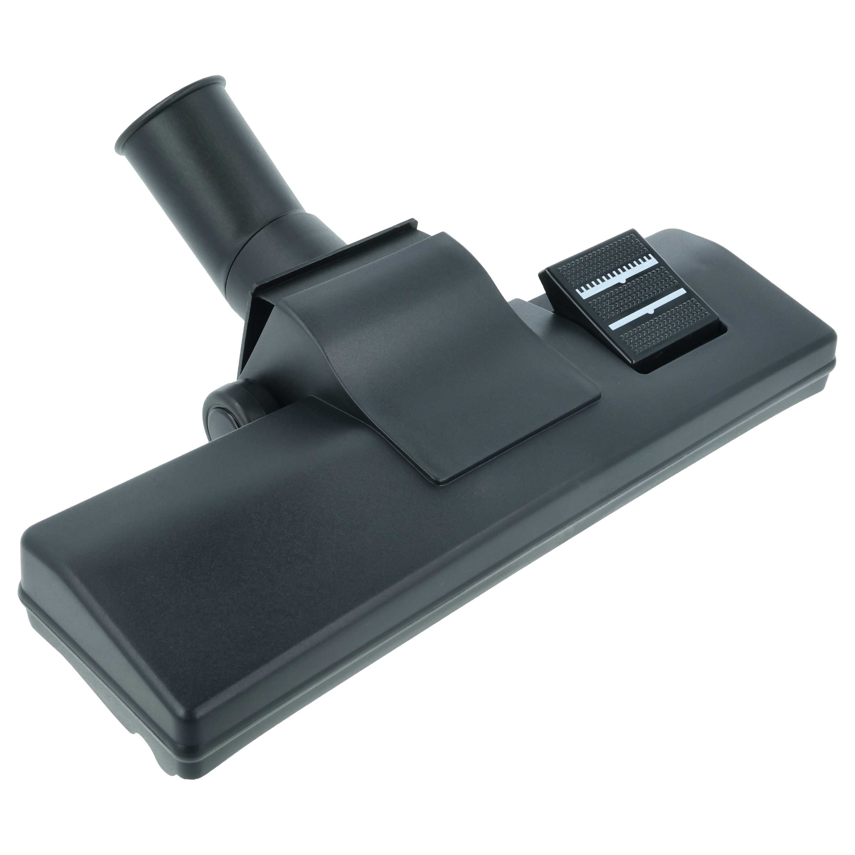 Schwarze Staubsaugerdüse mit verstellbarer Bürste und Anschlussrohr.