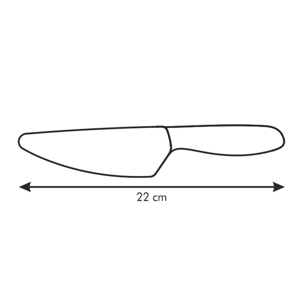 Umriss eines Messers mit einer Länge von 22 cm.