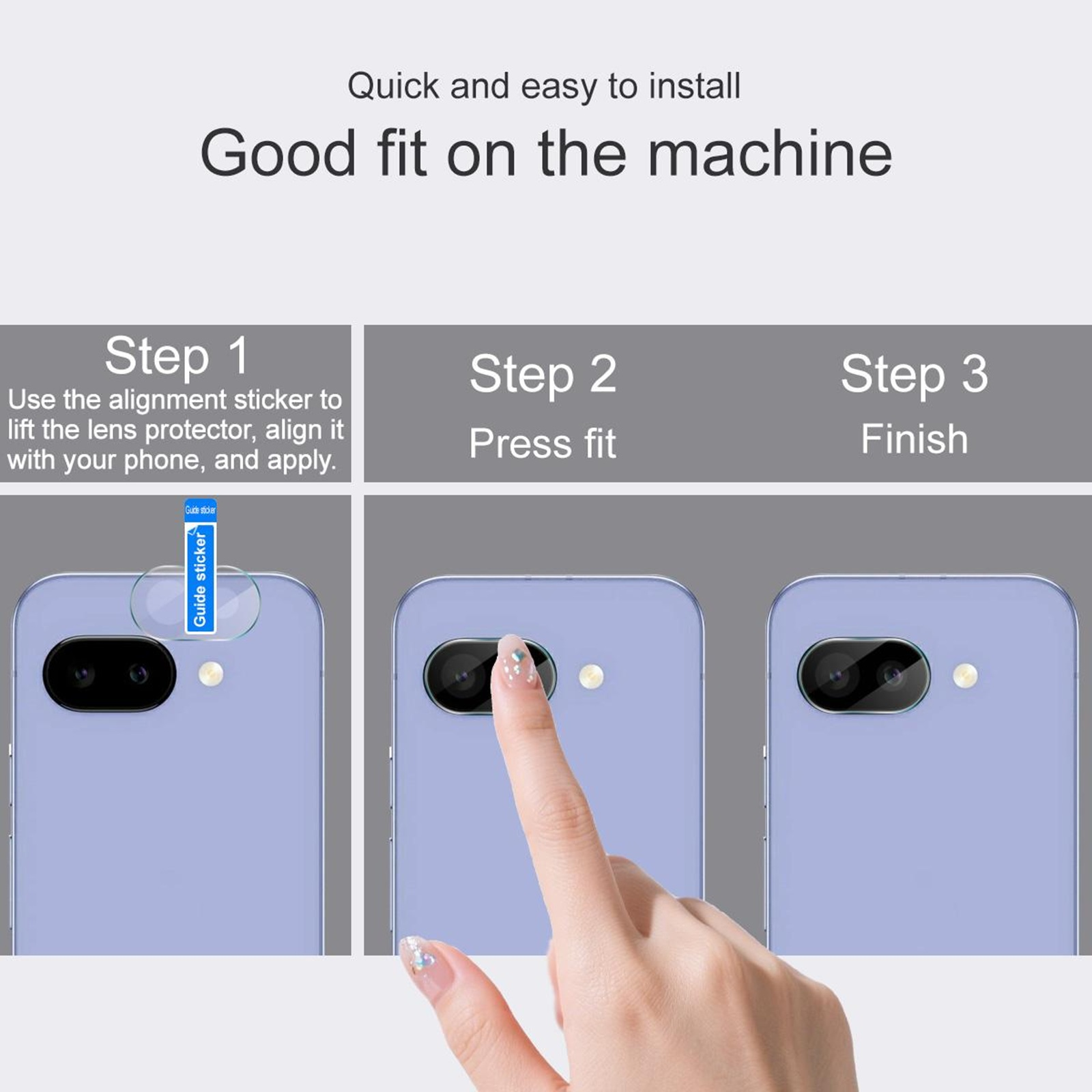 Schritt-für-Schritt-Anleitung zur Installation eines Displayschutzes auf einem Handy.