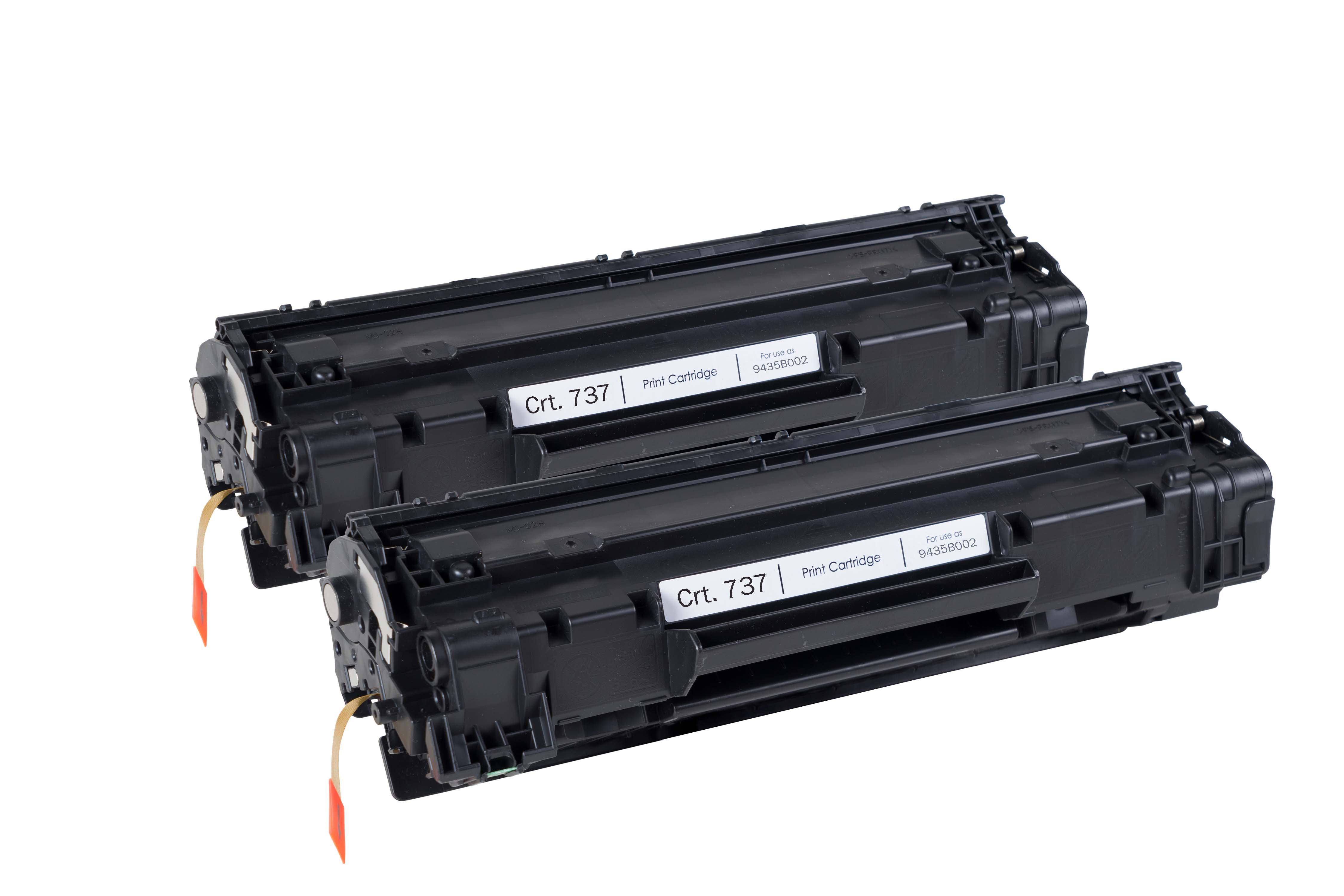 Due cartucce toner nere, modello Crt. 737, fianco a fianco.