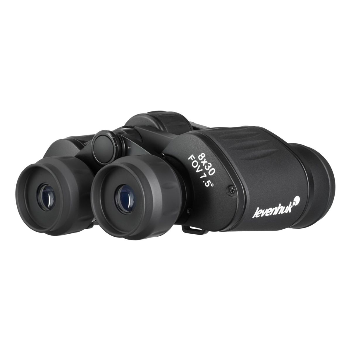 Binocolo nero con scritta 8x30 FOV 7.5° e Levenhuk.