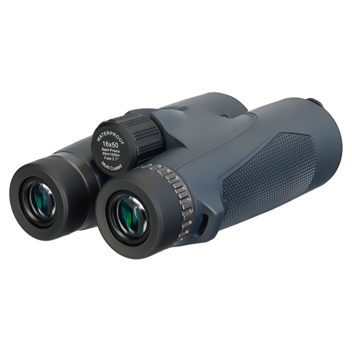 Binocolo grigio con ingrandimento 16x50 e rivestimento impermeabile.