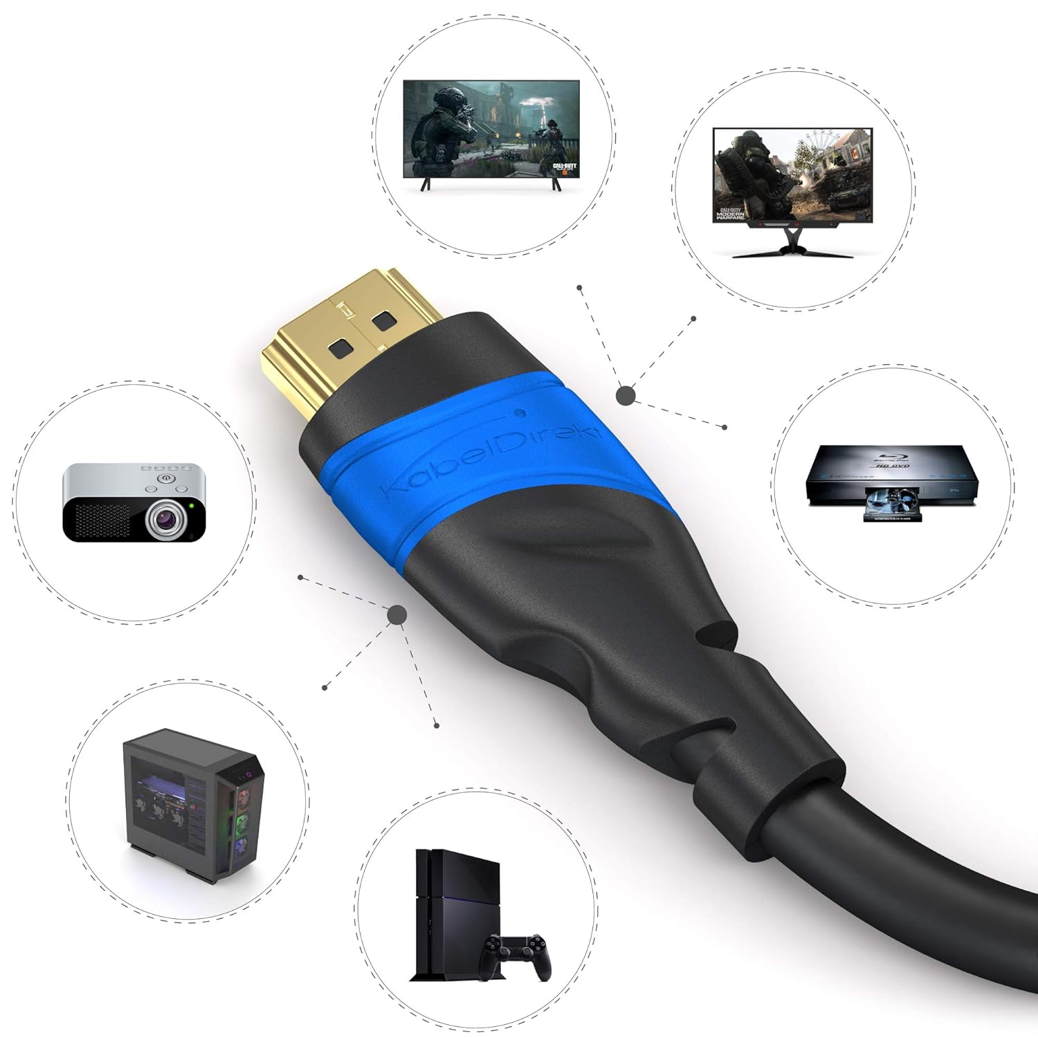 Kabel HDMI łączy telewizor, komputer, konsolę, projektor i odtwarzacz Blu-ray.
