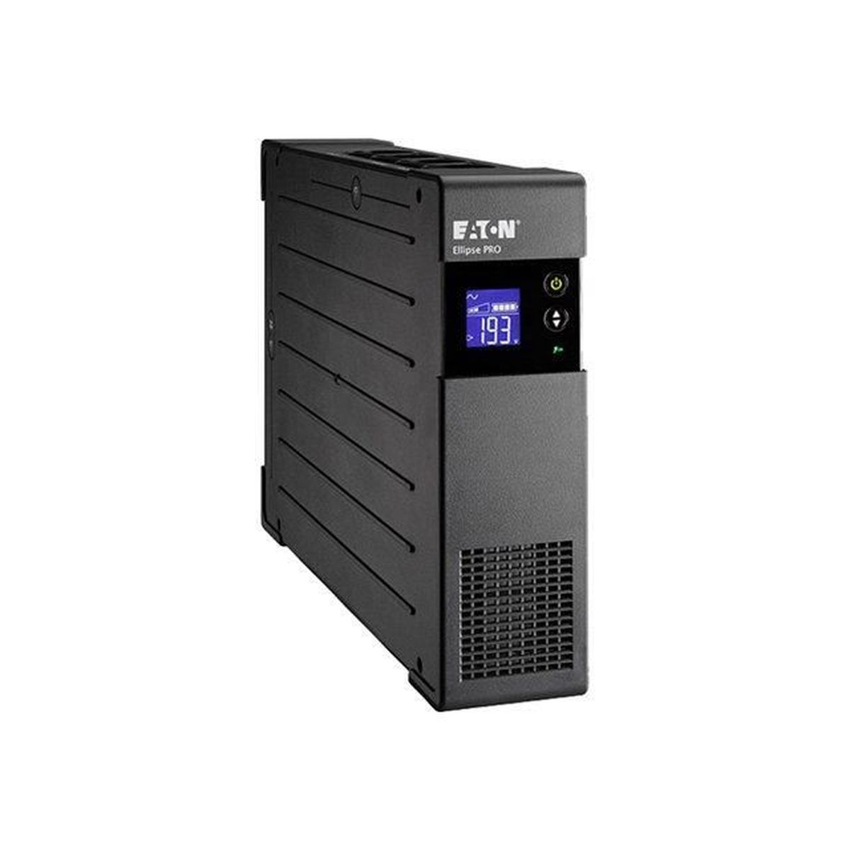Schwarzes Eaton Ellipse PRO USV-Gerät mit digitalem Display.