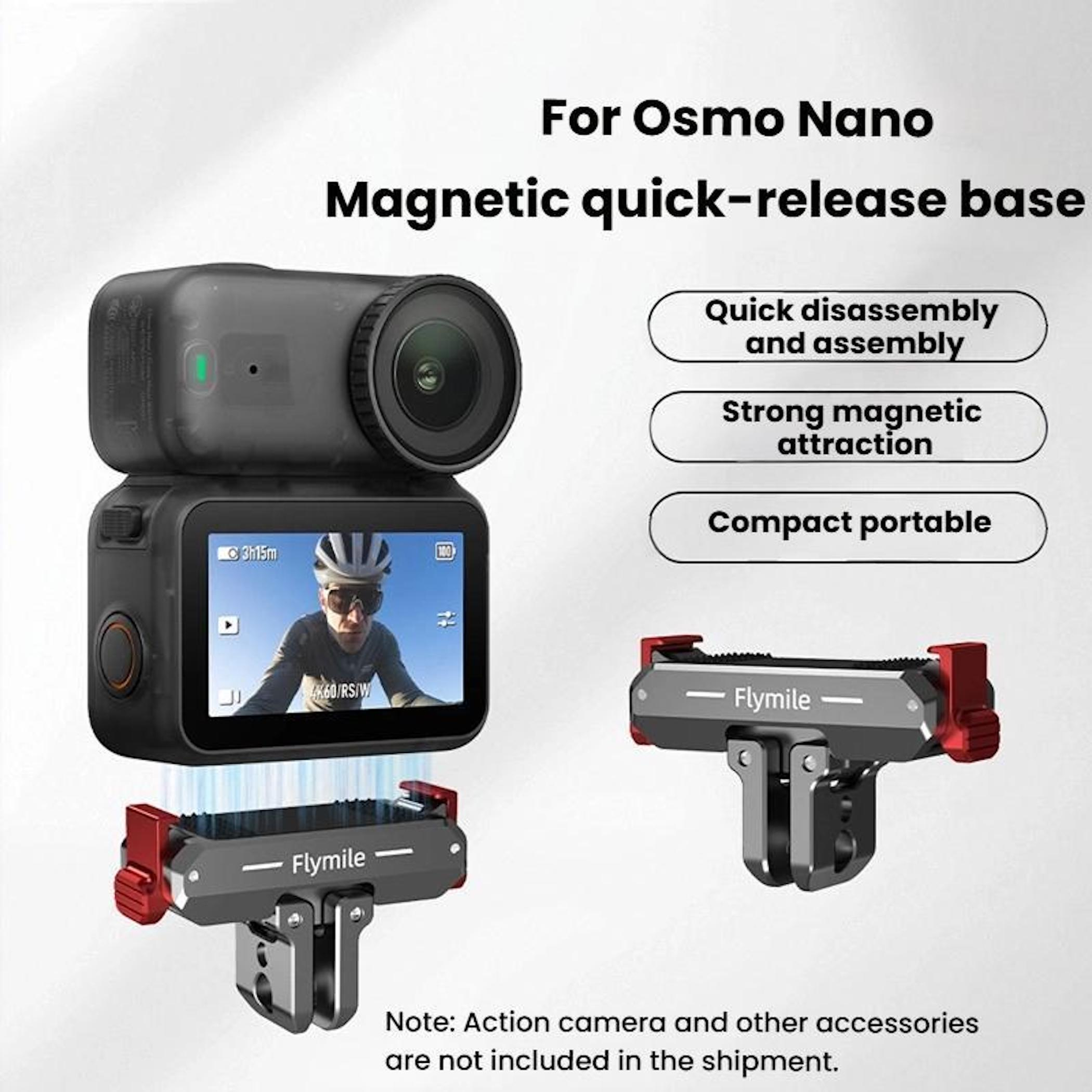Osmo Nano magnetische Schnellwechselbasis mit Kamera und Halterung.