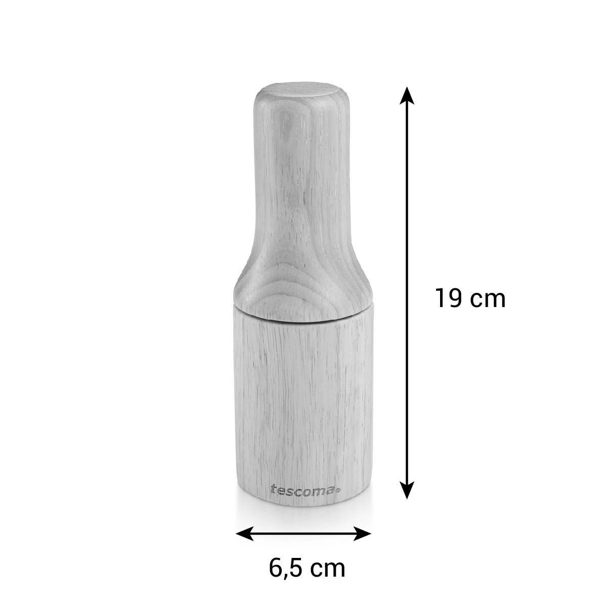 Holzmühle, 19 cm hoch, 6,5 cm breit, von Tescoma.
