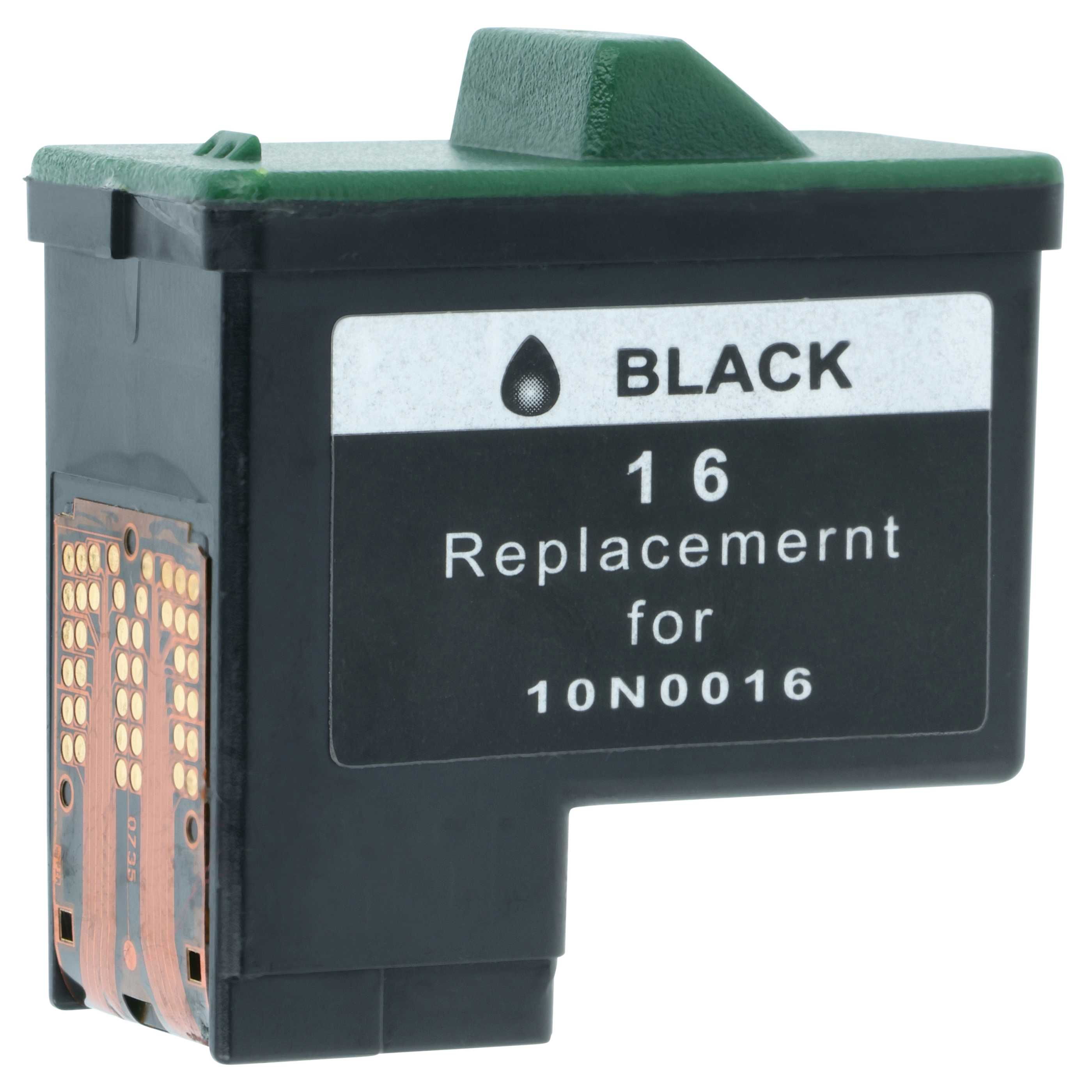 Schwarze Tintenpatrone Modell 16, Ersatz für 10N0016, mit Kontakten.