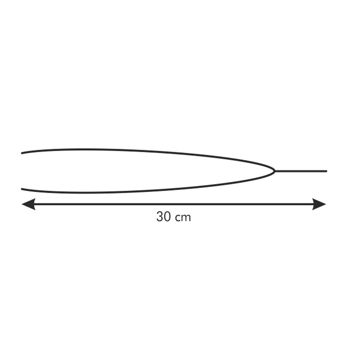 Eine Linie mit einem spitzen Ende und einer Längenangabe von 30 cm.