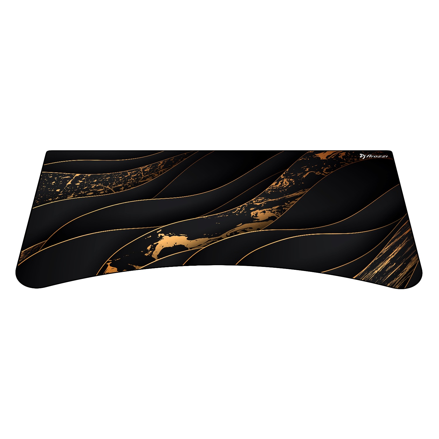 Zwarte muismat met gouden golven en marmerpatroon.