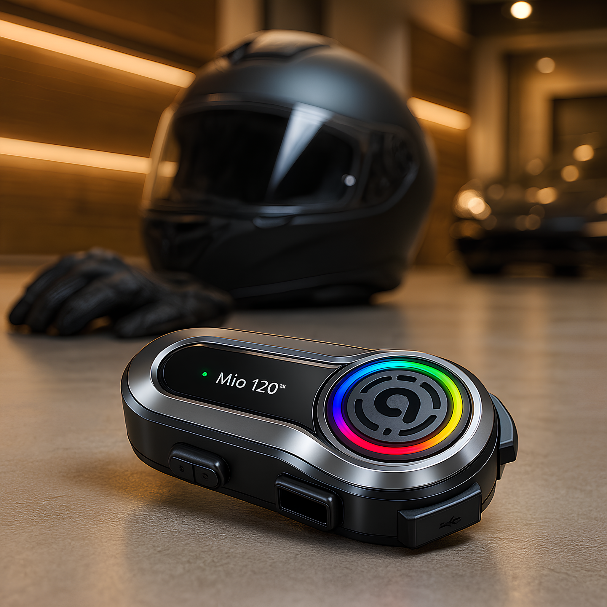 MIOJI Mio 120 2x RGB 1000mAh IPX6 2 Kişilik Bluetooth Intercom Motosiklet Bluetooth Kulaklık Siyah