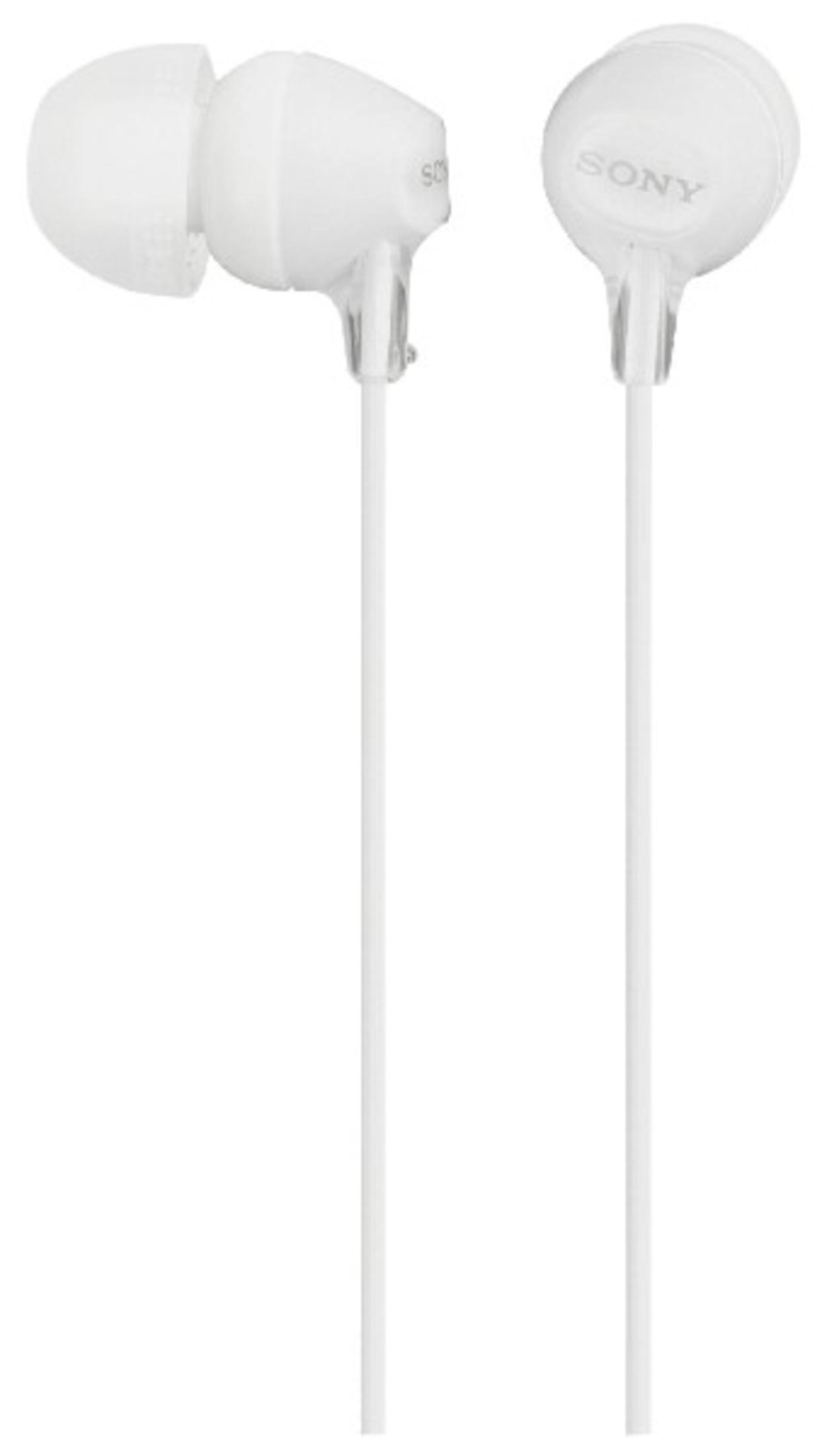Witte Sony in-ear oordopjes met kabel.
