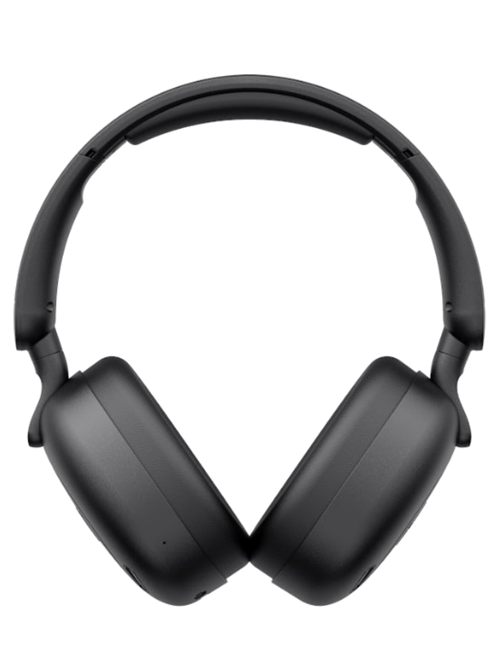 Czarne słuchawki nauszne z wyściełanymi nausznikami i regulowanym pałąkiem.