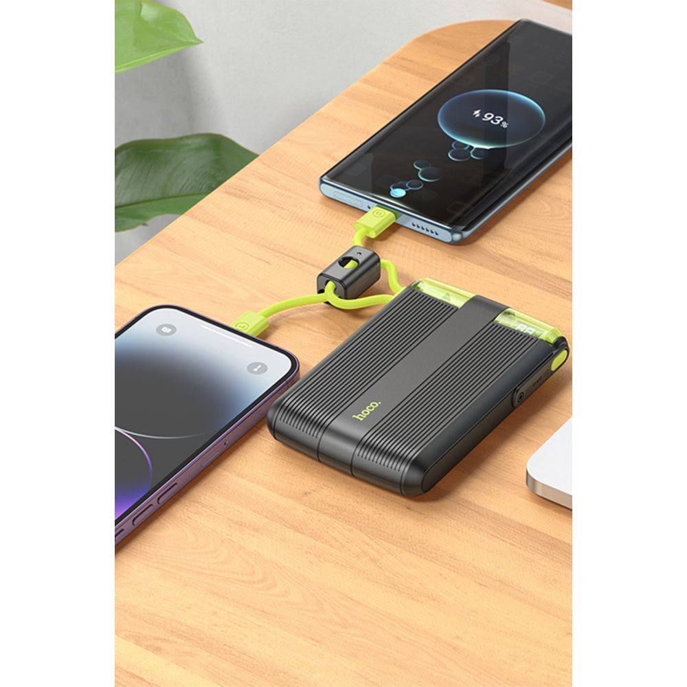 HOCO J127 Dijital Göstergeli Dual Kablolu 20W PD Mini 10000 mAh Powerbank Beyaz