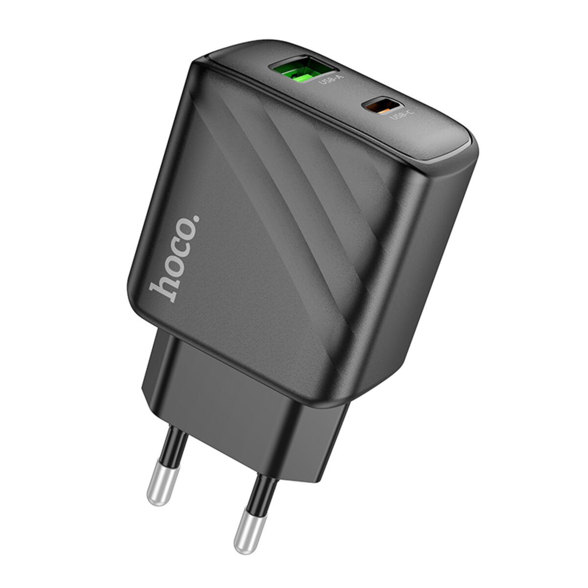 HOCO CS61A Bright Type-C to Type-C Kablolu 30W PD Hızlı Şarj Adaptörü Siyah